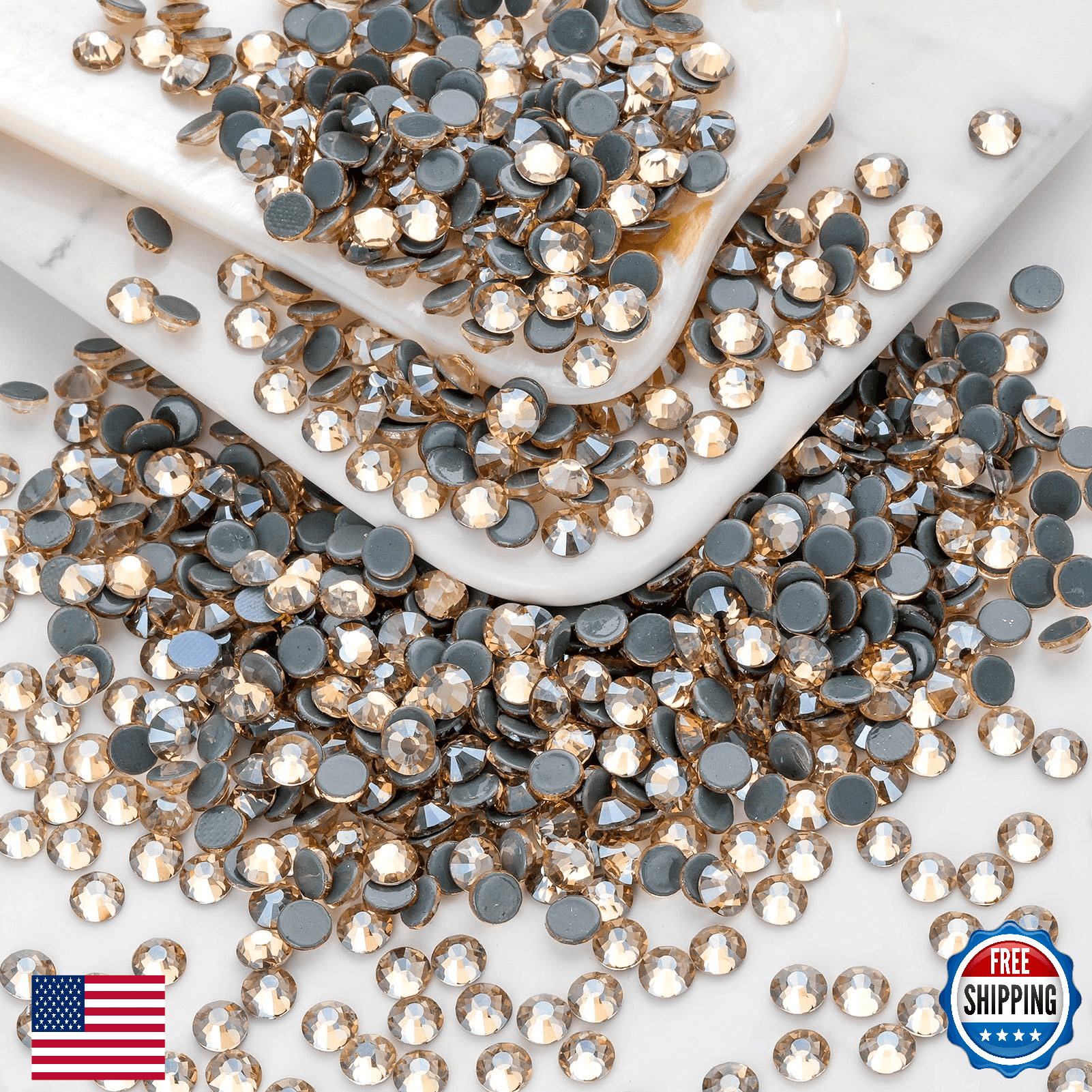 10000PCS Golden Shadow Hotfix Rhinestones Bulk, Glass Crystal Hot Fix Rhinestone - Image 1