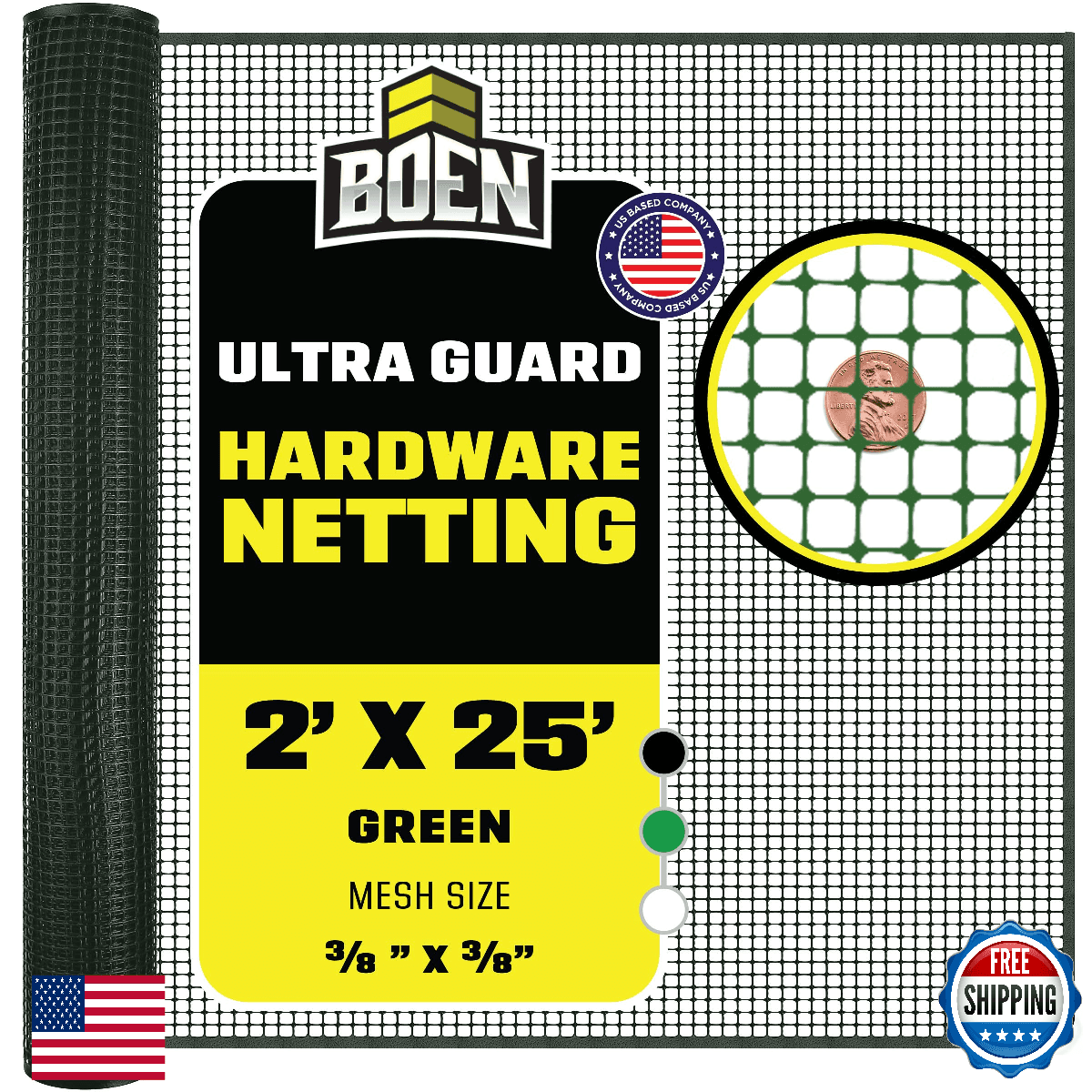 BOEN Green Plastic Mesh 2'x25' Tree Guard, Garden Barrier Netting for Rabbits - Image 1