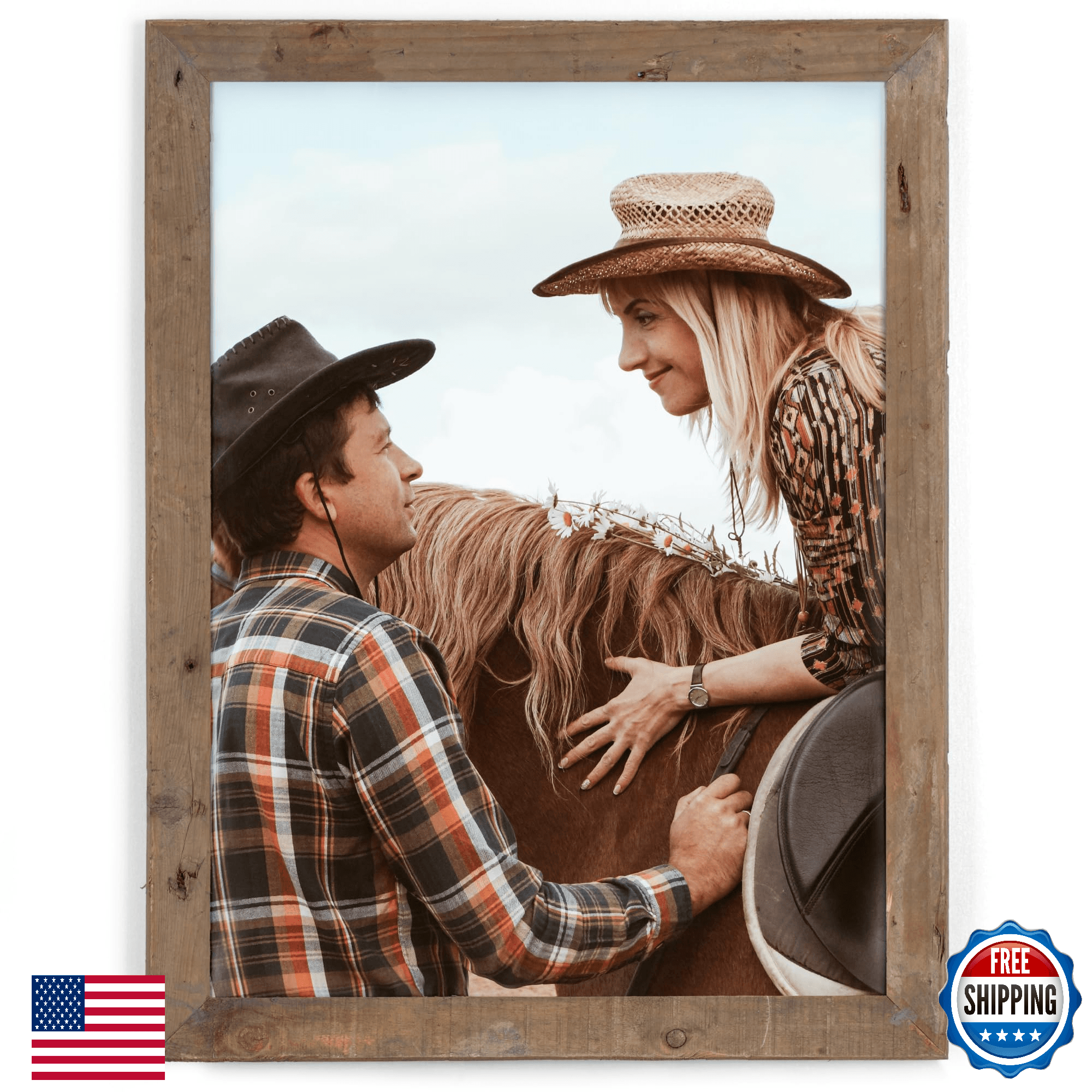 Rustic Picture Frame 18x24, 100% Reclaimed Wood Frame with Tempered Glass, Farmh - Image 1