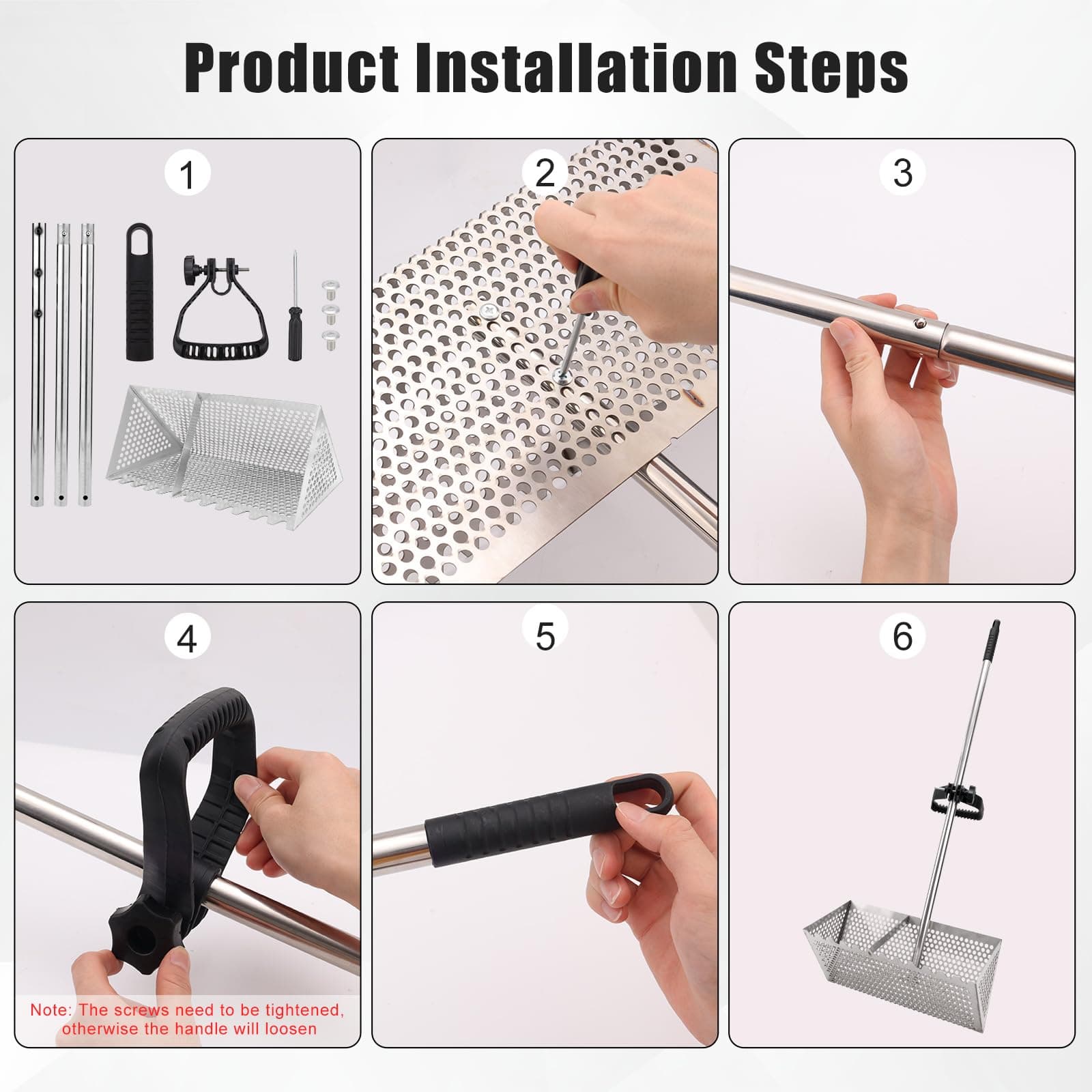 Sand Flea Rake, Durable Rake for Beach Easy to Install Sharp Teeth Wide Basket B - Thumbnail 5
