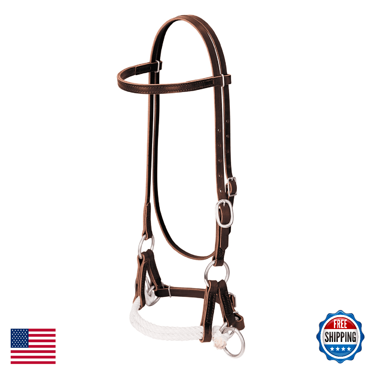 Weaver Leather Deluxe Latigo Side Pull, Double Rope, Burgundy, Average - Image 1