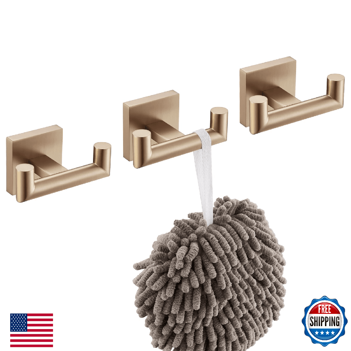 KOKOSIRI Robe Hooks Bath Towel Hooks Bathroom Hardware Double Coat Hooks Wall Mo - Image 1
