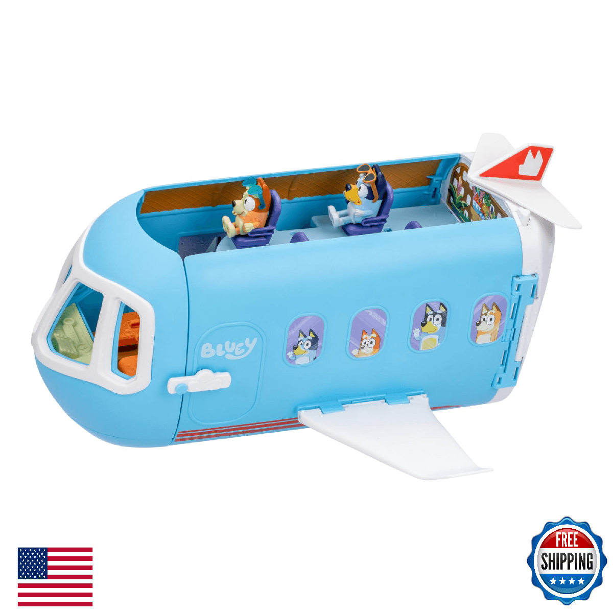Bluey 3-in-1 Transforming Airplane Playset w/ Figures, Sounds, 15+ Pcs, New - Image 1