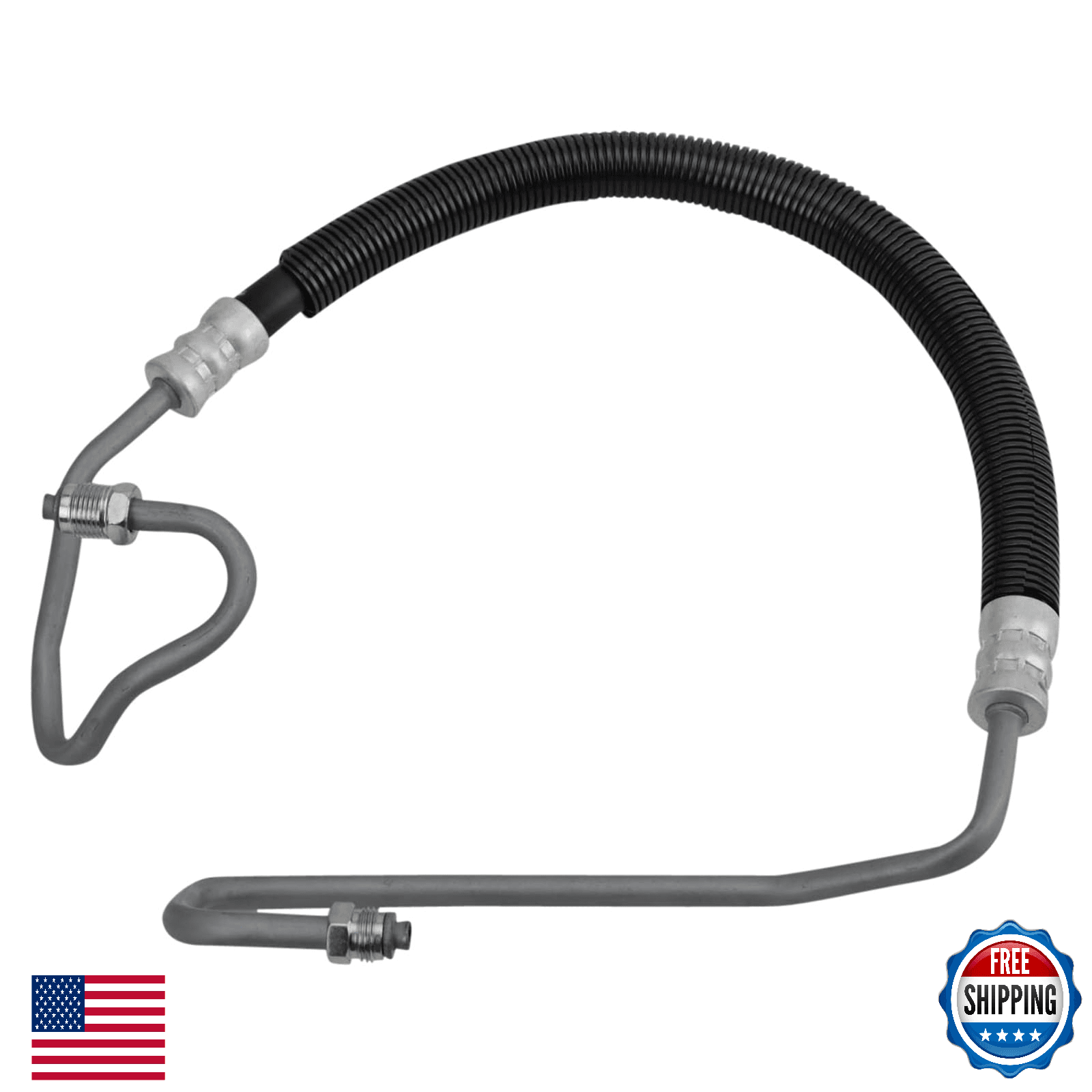 TRQ Power Steering Pressure Line Hose Compatible with Chevrolet Avalanche Silver - Image 1