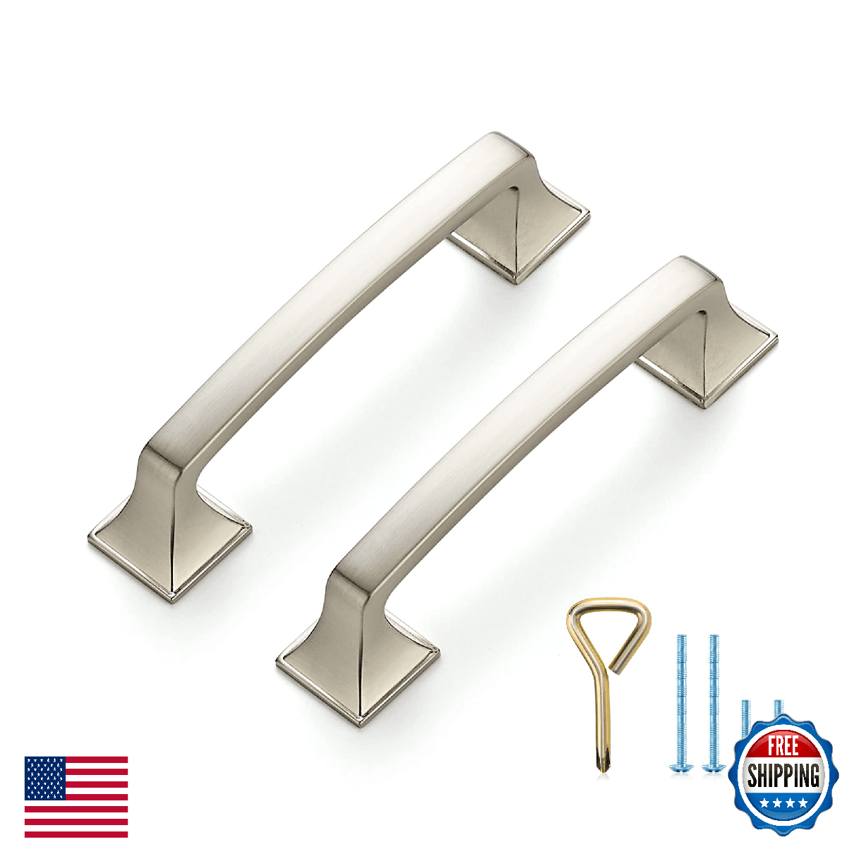 Ravinte 25PCS Brushed Nickel Kitchen Cabinet Handles Drawer Pulls 3 3/4in Hole C - Image 1