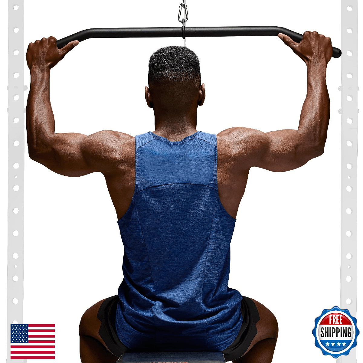 Sunny Health Fitness LAT Pulldown Bar Cable Machine Attachment Back Arm Workout - Image 1