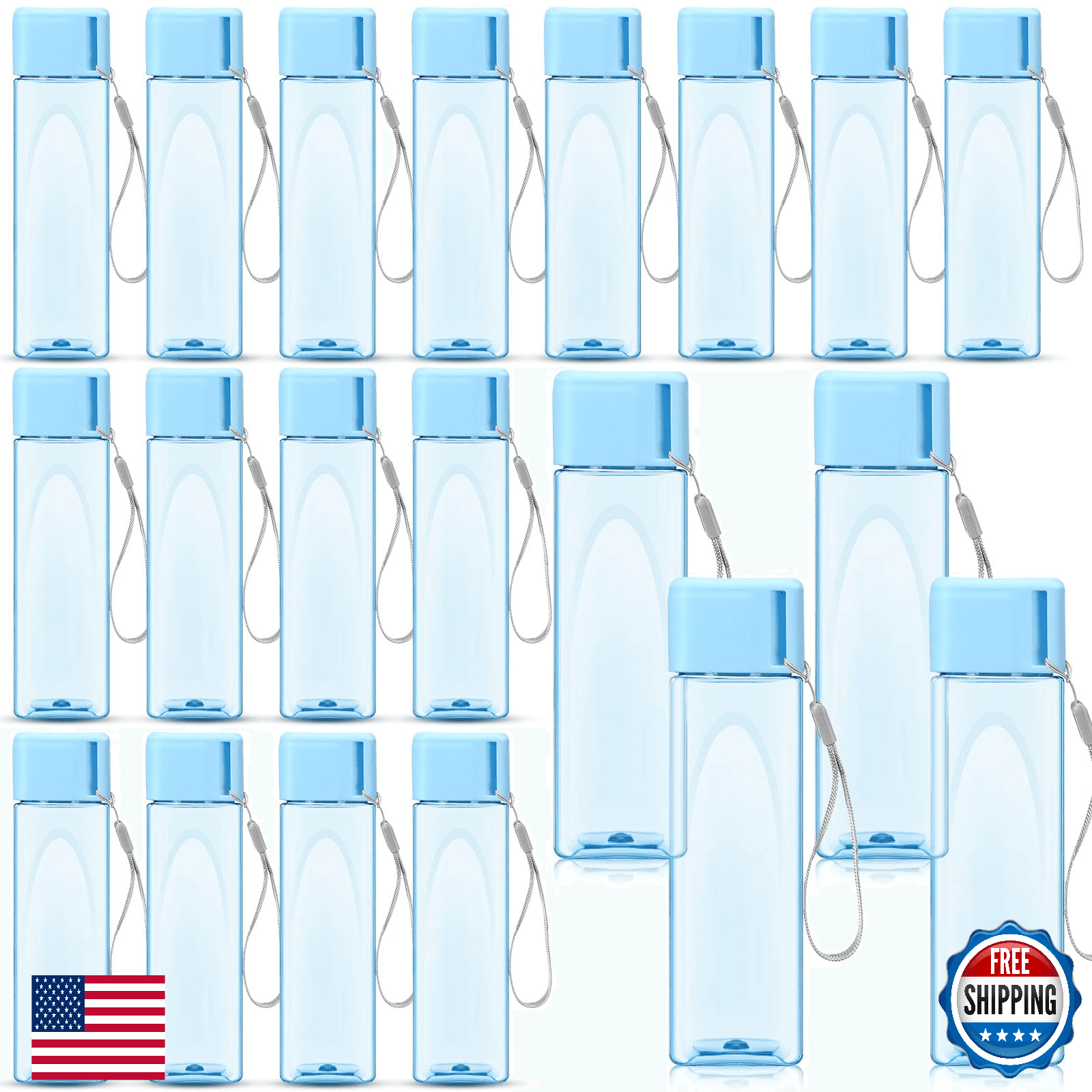 Mifoci 20x 17oz Plastic Water Bottles Bulk - Blue Sports Water Bottles Gym - Image 1