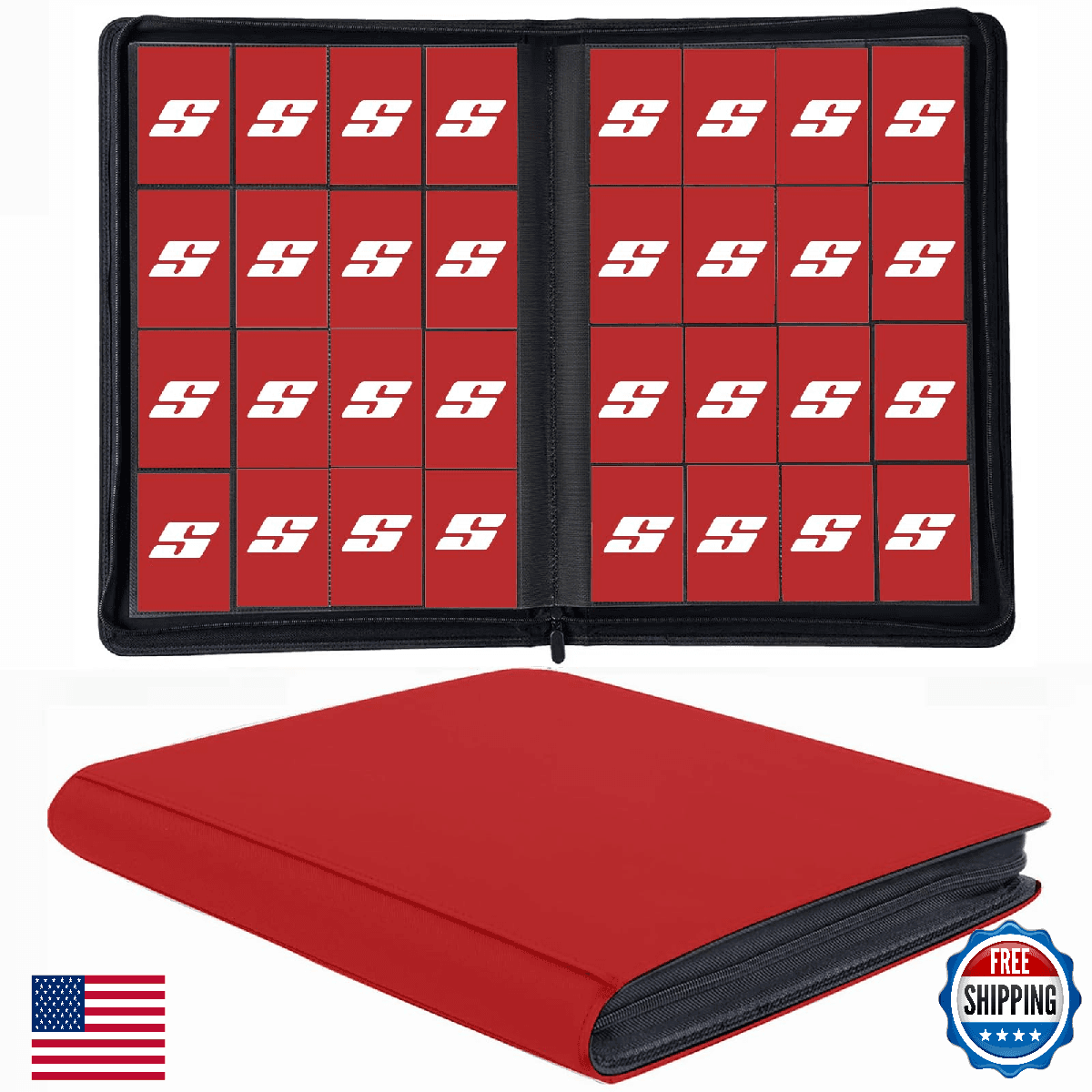 1000+ Pockets Trading Card Binder, 16 Pocket Ringless Side Loading Card Holder A - Image 1
