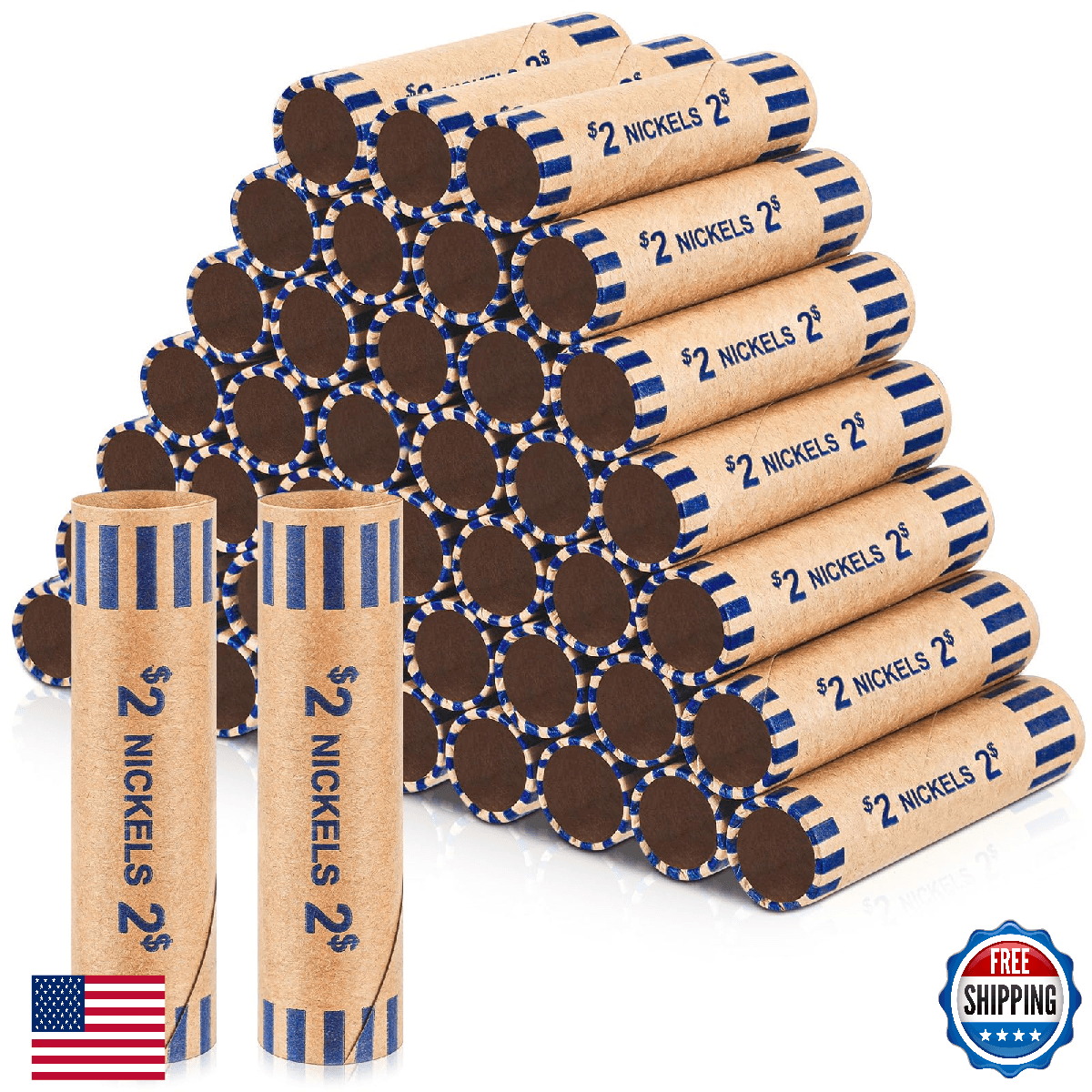 Gersoniel 360 Pcs Preformed Coin Wrappers Quarter Rolls Bulk Pennies Dimes Bank - Image 1