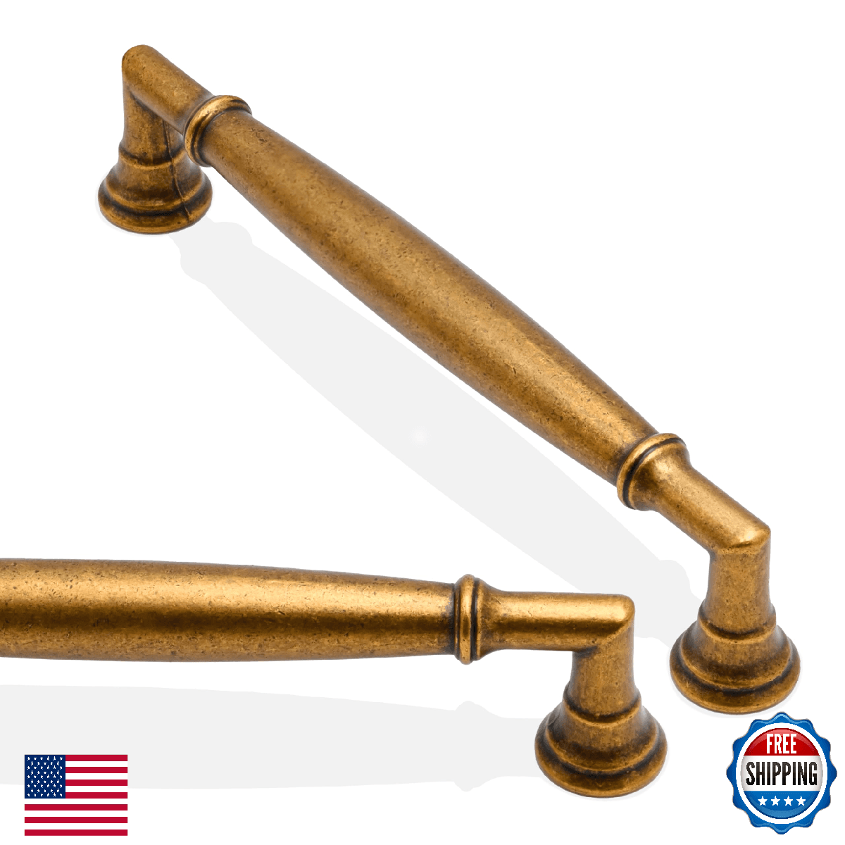 Asimerdeco 10 Pack Antique Brass Cabinet Pulls 5 Inch(128mm) Kitchen Cabinet Han - Image 1