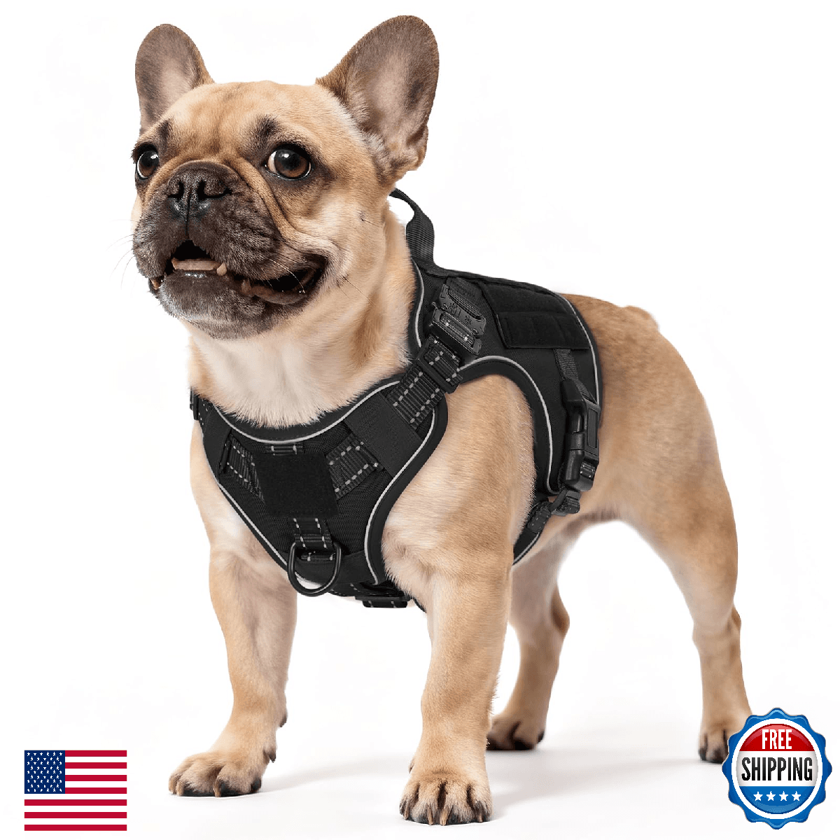 rabbitgoo Tactical Dog Harness Small Medium Sized, No Pull Upgraded Reflective H - Image 1
