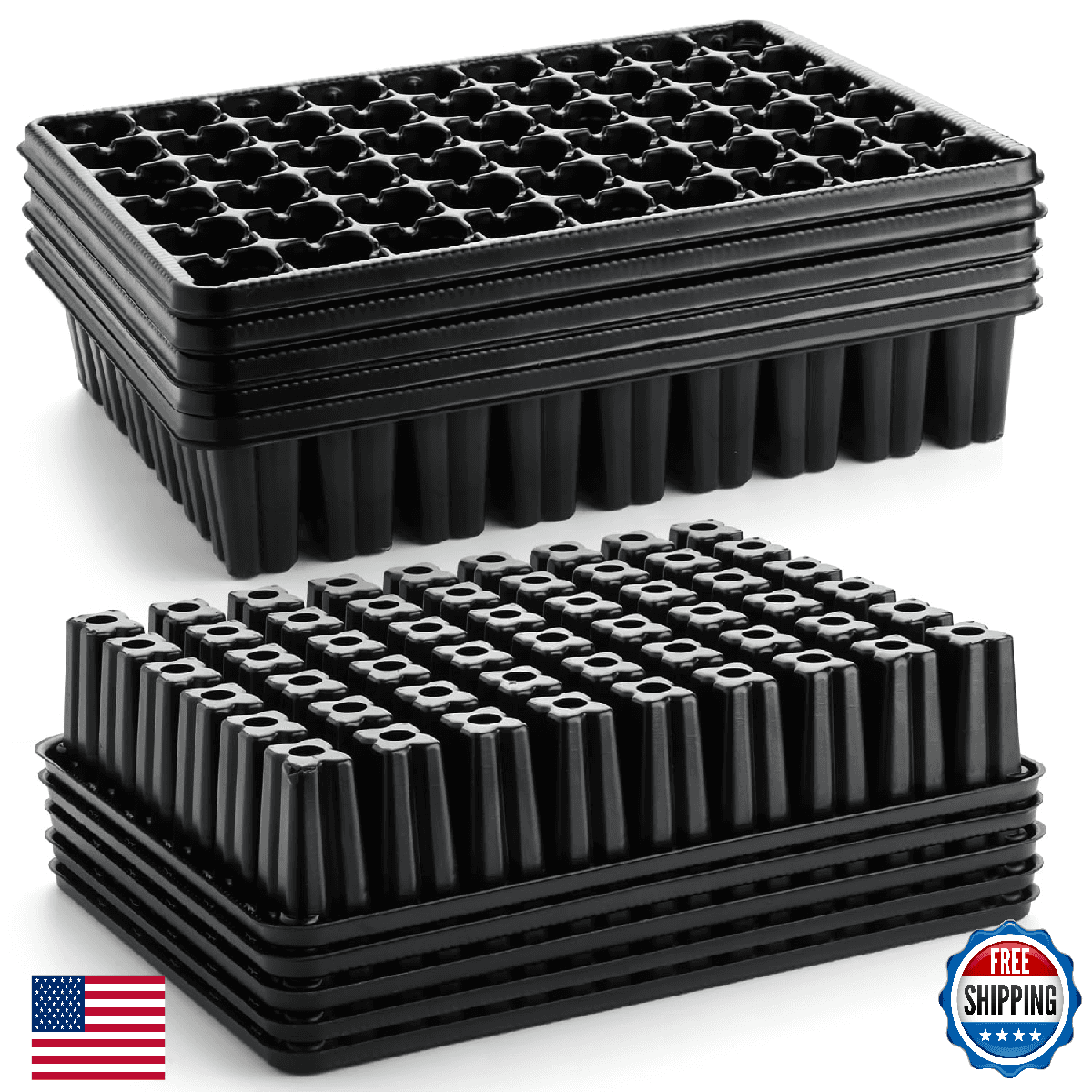 RooTrimmer 54 Cell Seed Starter Trays, 2.8" Deep Plug Flat Tray,10 Pieces Big Ho - Image 1
