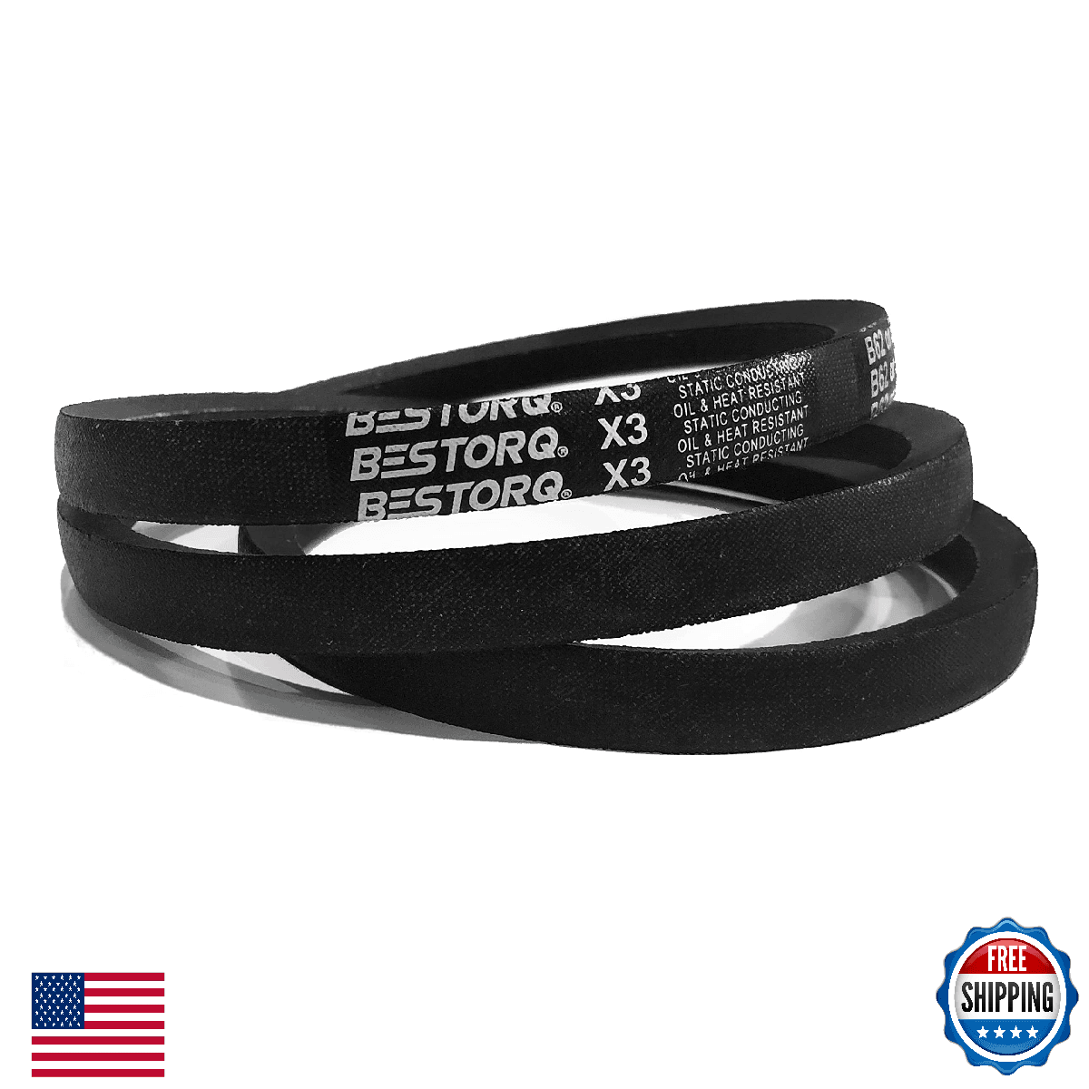 BESTORQ A61 4L630 V-Belt Classic Wrap Rubber X3 Black 63in Circumference 0.51in - Image 1