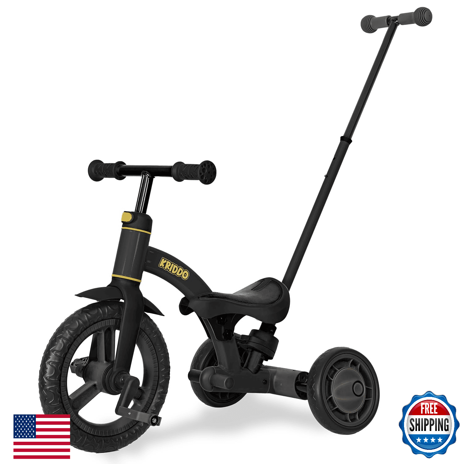 KRIDDO 4-in-1 Kids Tricycle 1.5-3 Yrs - Parent Steering, Walker, Bike - Image 1