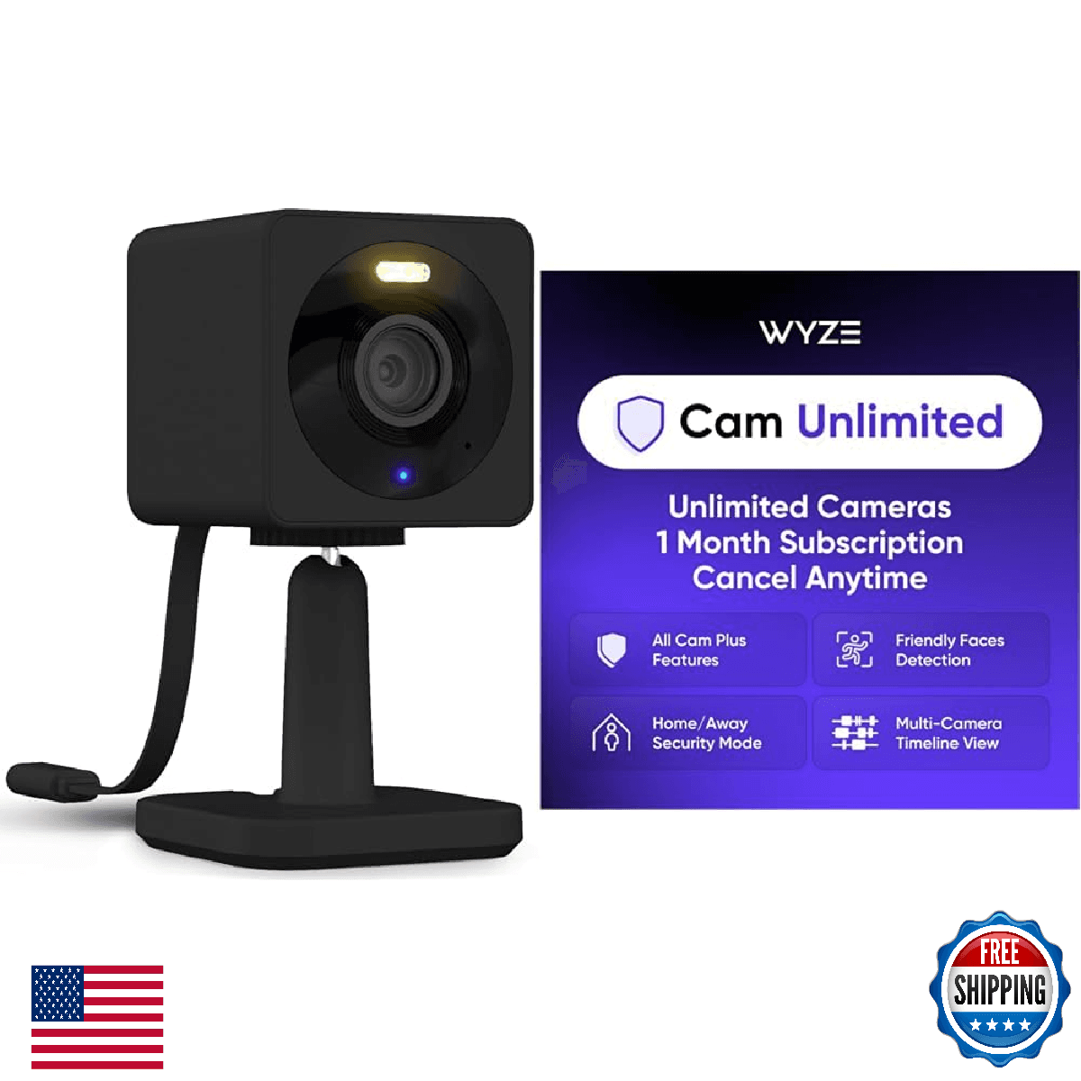 WYZE OG Black 2-pack with Wyze Cam Unlimited Monthly, covers Unlimited Wyze came - Image 1