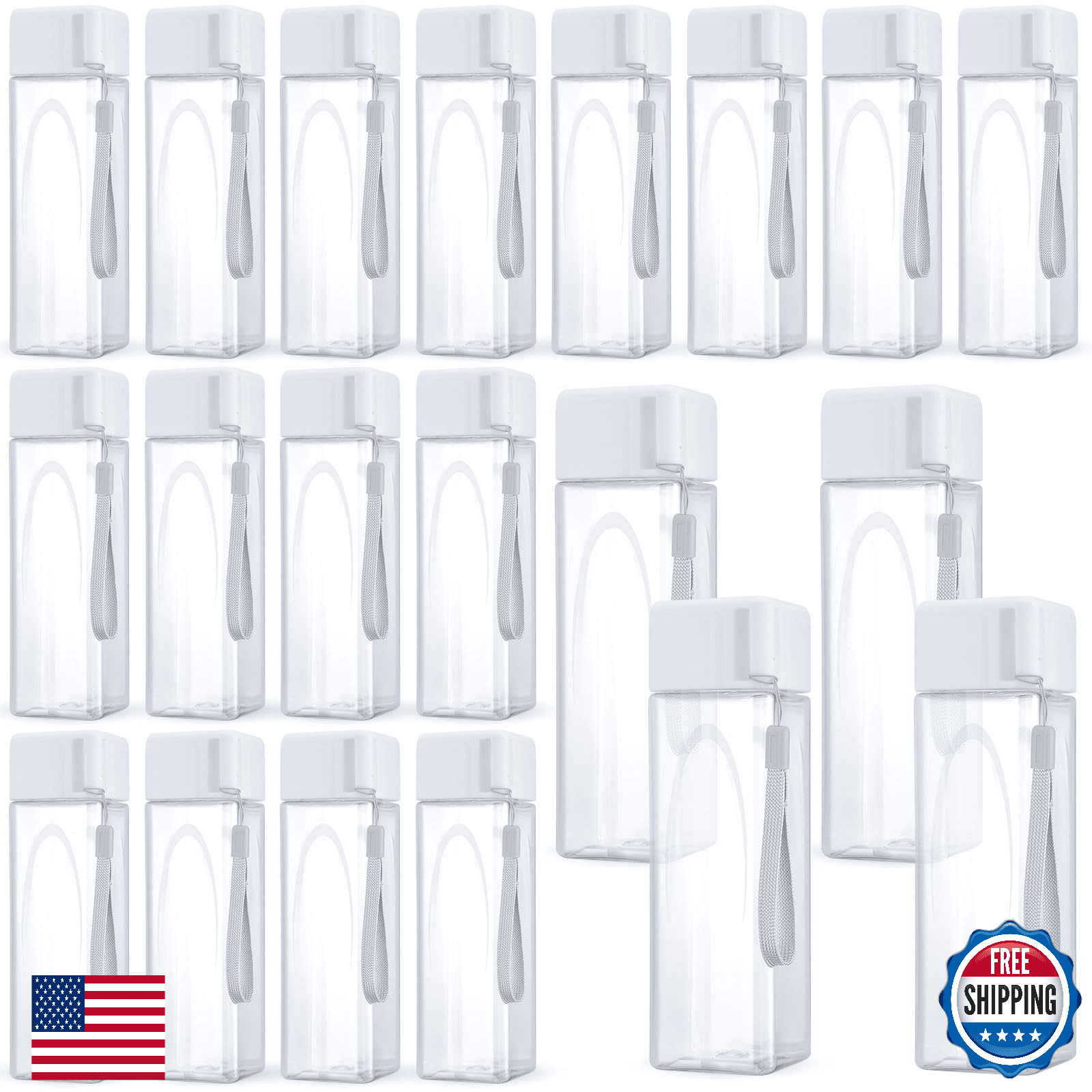 Mifoci 20-Pack 17oz Plastic Water Bottles Bulk - Gym, Sports, Travel, School