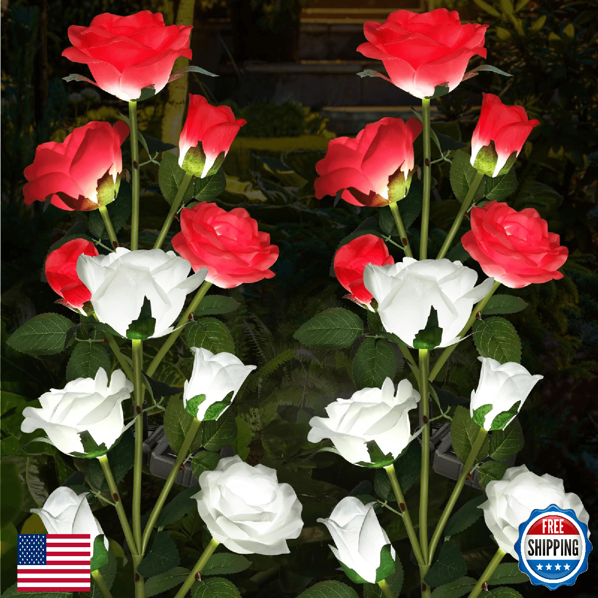 Etre Jeune Solar Lights Outdoor Garden Decorative 4 Pack, Waterproof Solar Flowe - Image 1