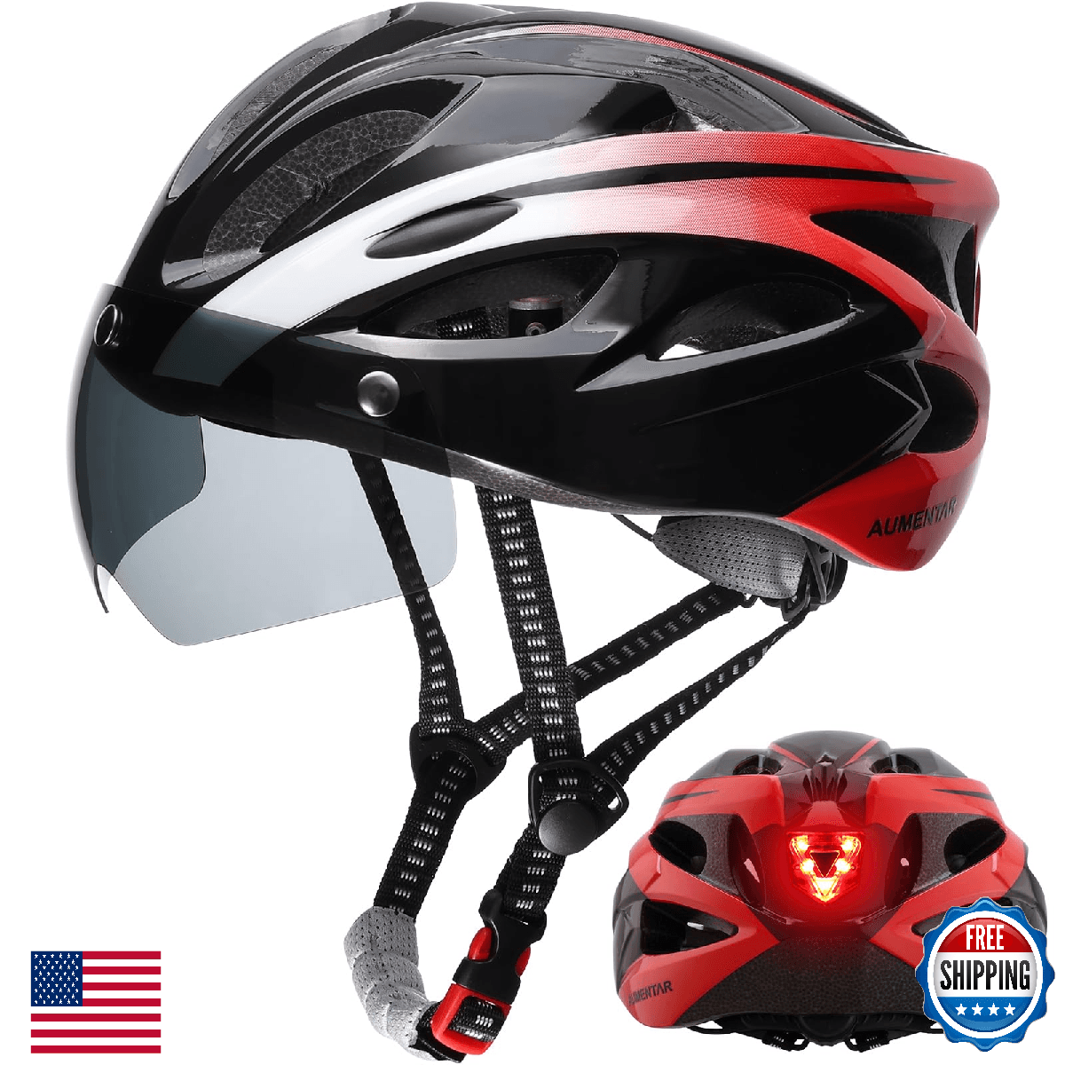 AUMENTAR Adult Bike Helmet, Bicycle Helmet with Rear LED Light & Detachable Magn - Image 1