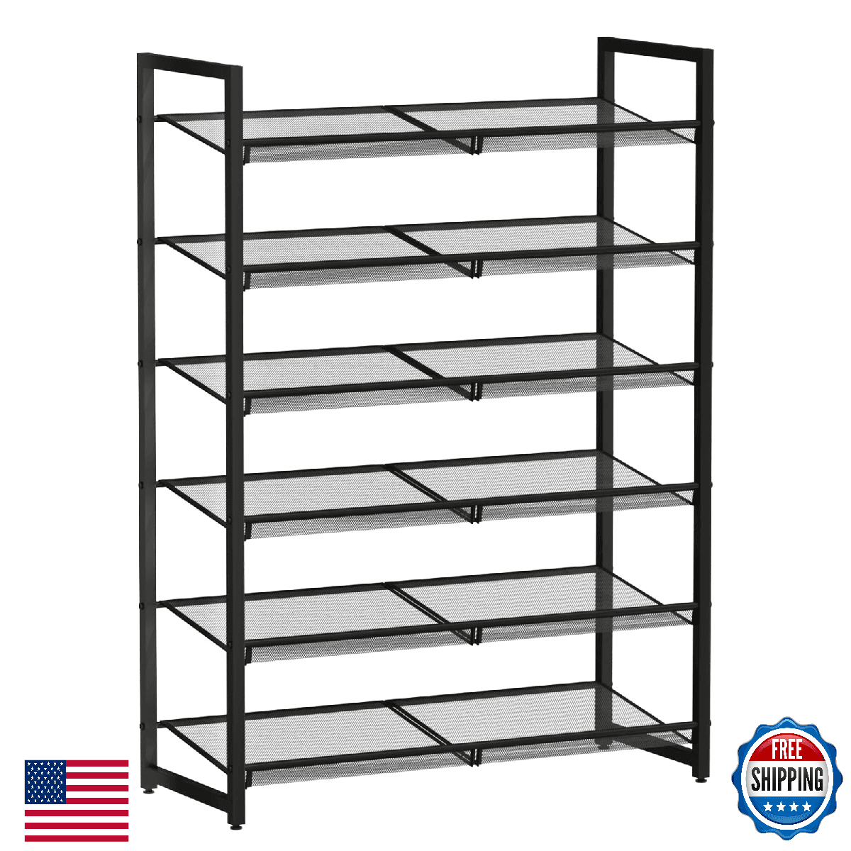 MILEFA 6-Tier Metal Shoe Organizer Tall Shoe Rack Adjustable Shelves Entryway Cl - Image 1
