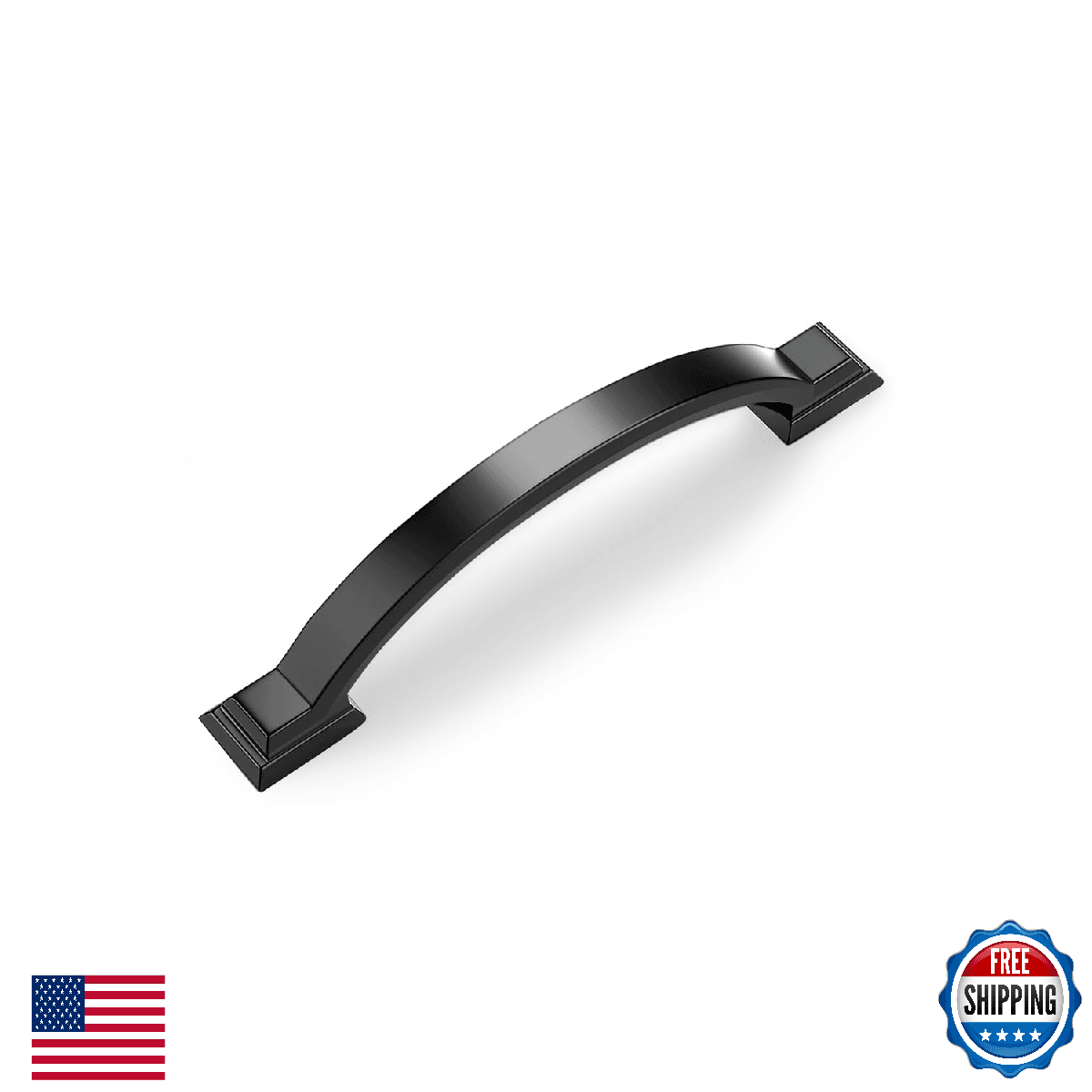 Mengico 10 Pack 3.75 inch (96mm) Black Arch Cabinet Pulls - Matte Black Zinc All - Image 1
