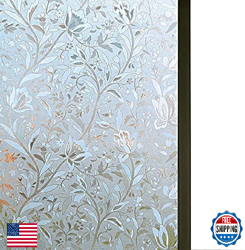 Niviy 29.5x118in 3D Static Cling Window Film Frosted Flower Privacy - Image 1