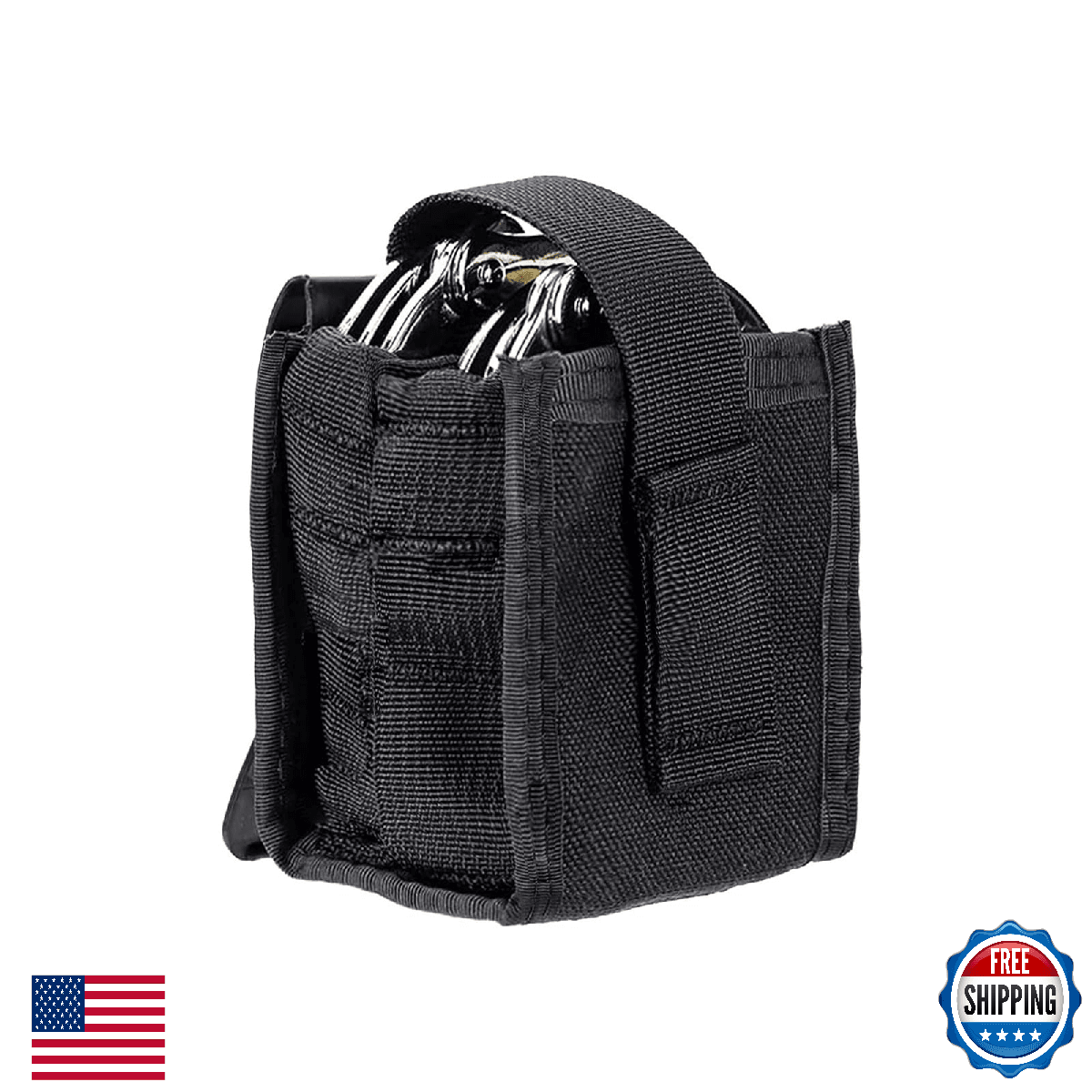 Double Handcuff Holster Case Pouch for Duty Belt Tactical - Open Top - Image 1