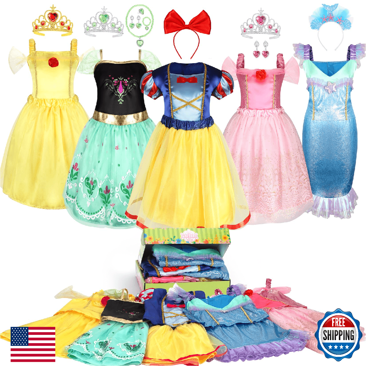 HAMSILY Princess Dress Up Clothes for Little Girls: Princess Costume for Girls T - Image 1