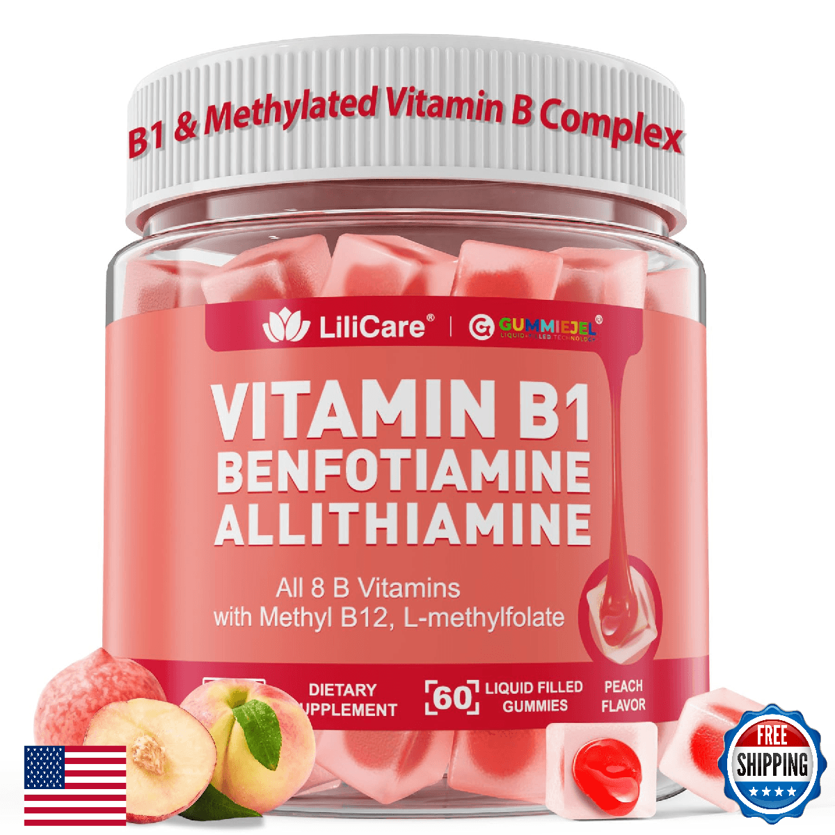Vitamin B1 & Methylated Vitamin B Complex Gummies - All B Vitamins, Benfotiamine - Image 1