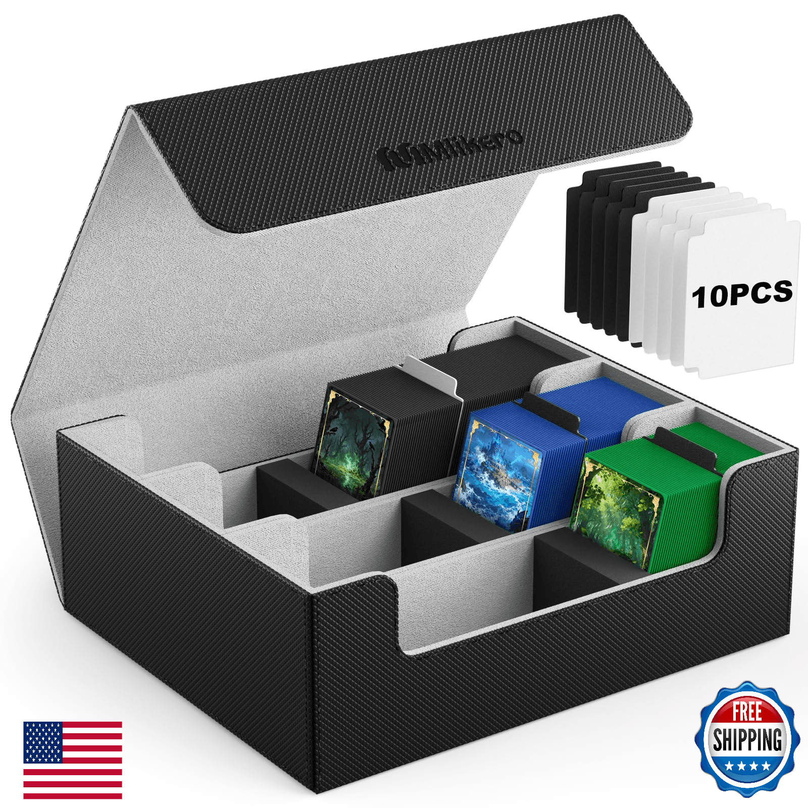 Mlikero Trading Card Deck Case: 1800+ Storage Box with 10 Dividers - Image 1