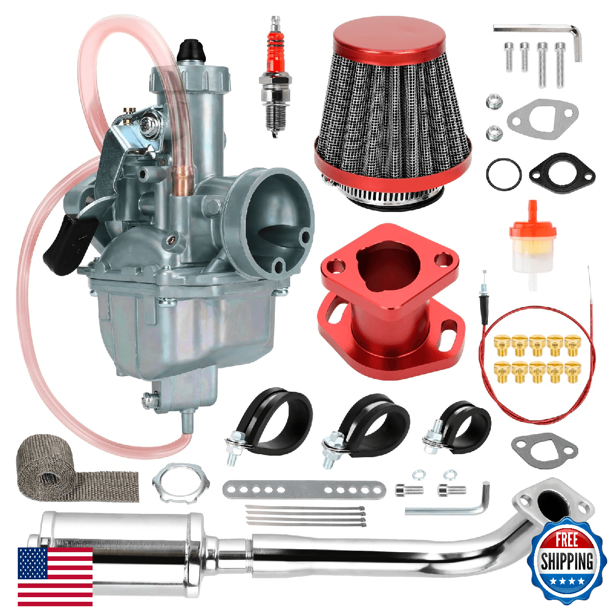HIAORS VM22 Carburetor 212cc Exhaust Muffler Throttle Cable Stage 2 Predator - Image 1