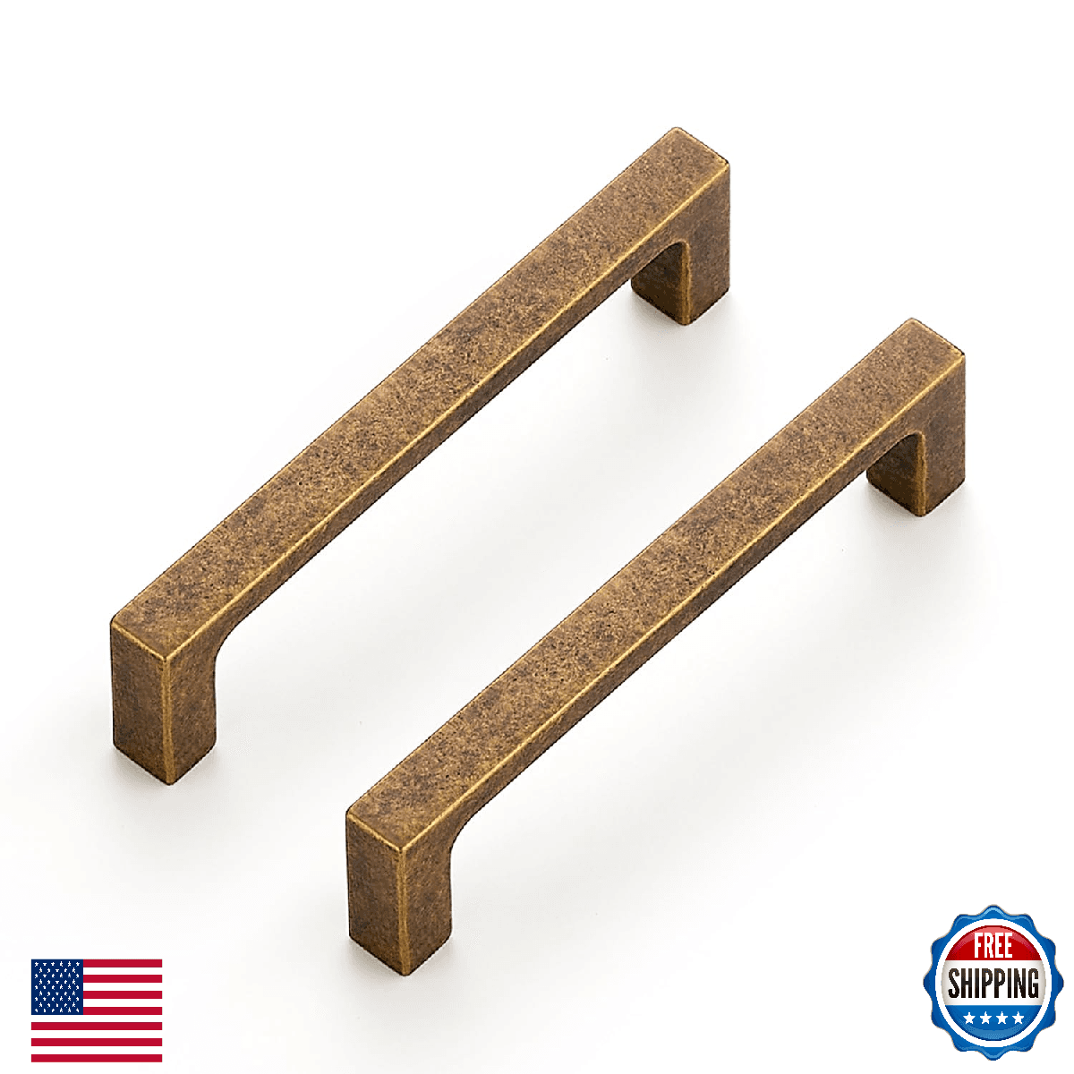 Ravinte 20 Pack Solid 3-3/4" Square Cabinet Handles Antique Brass Drawer Pulls K - Image 1