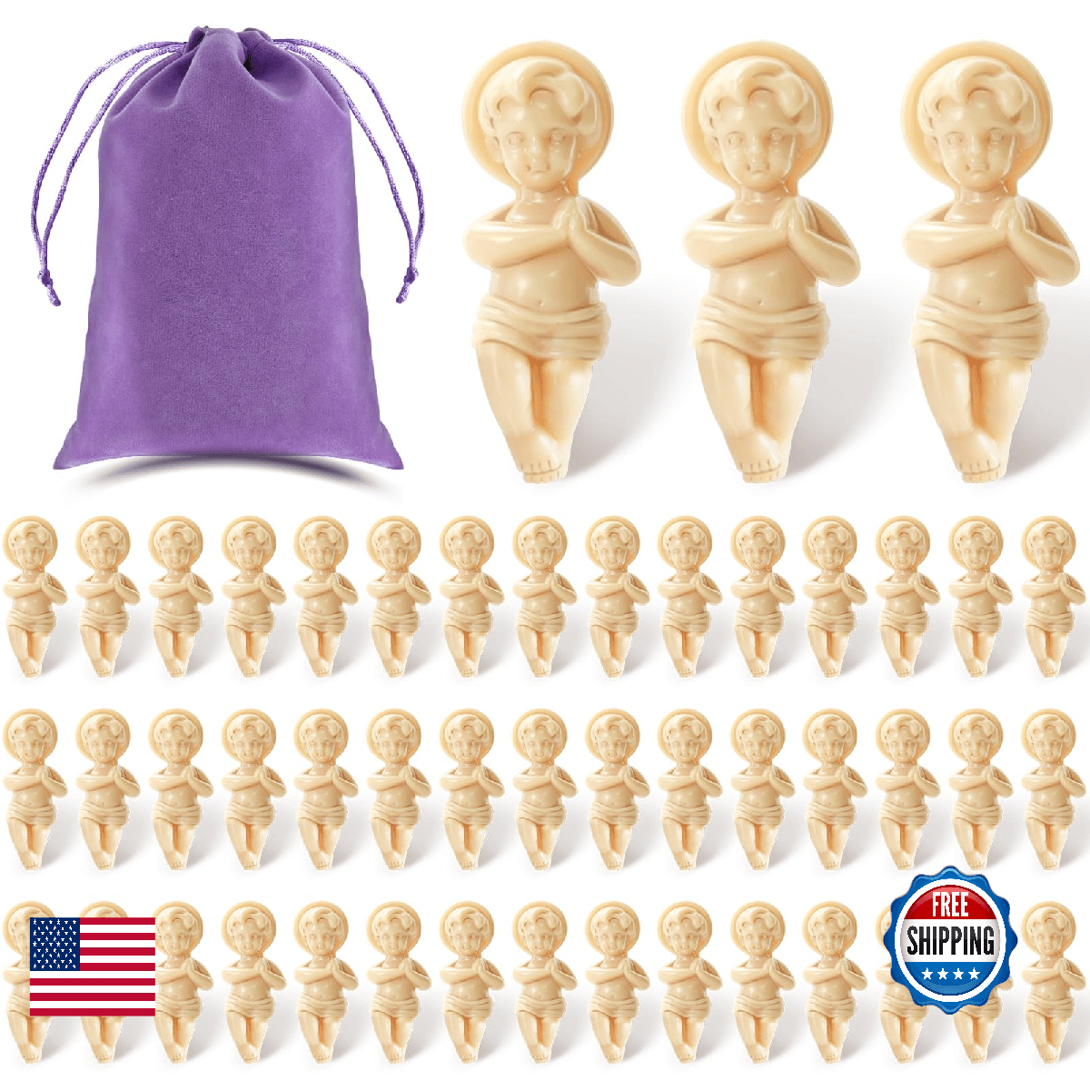ZZYFGH 96Pcs Mini King Cake Baby Jesus Figure, 1.5 inch Baby Jesus Figurines Kin - Image 1