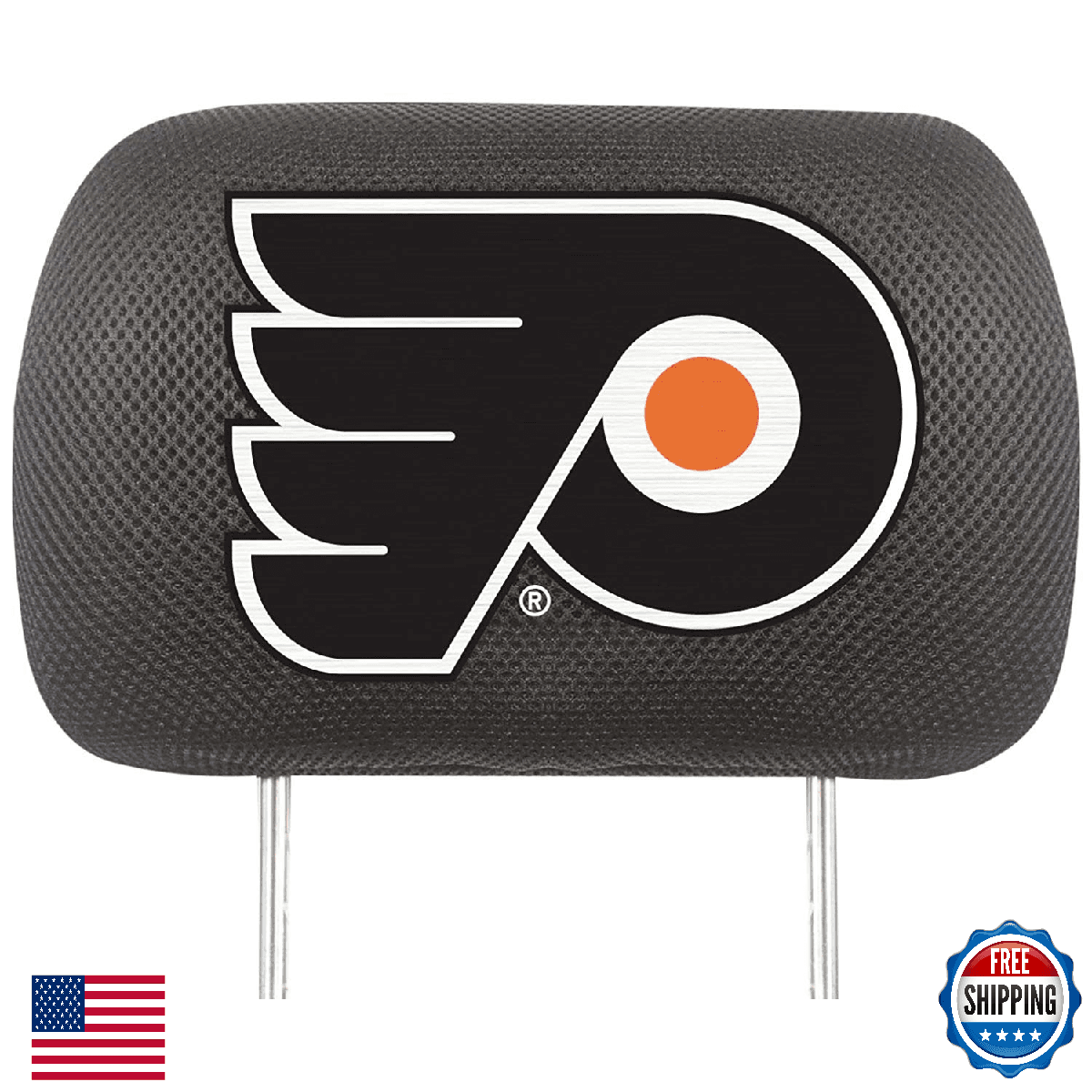FANMATS NHL Philadelphia Flyers Head Rest Cover 10x13 in - Set of 2 - Image 1