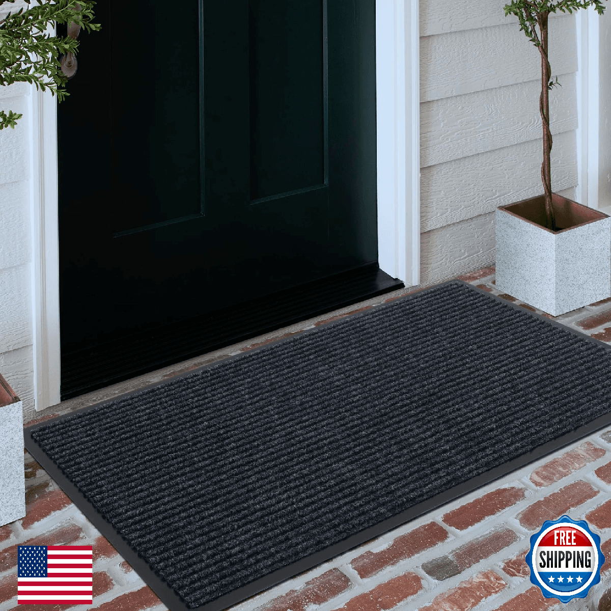 Neiza Front Door Mat 60x36 Indoor Outdoor Low Profile Rubber Backing All-Weather - Image 1
