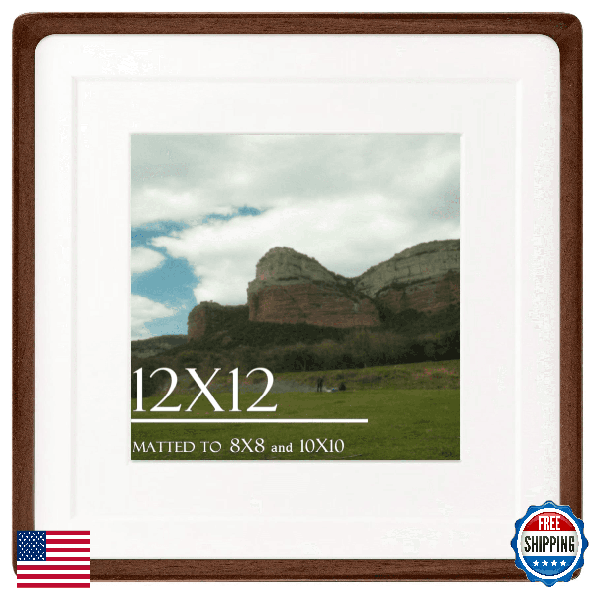 Husteria 12x12 Natural Walnut Wood Picture Frame Solid Wooden Frame - Image 1