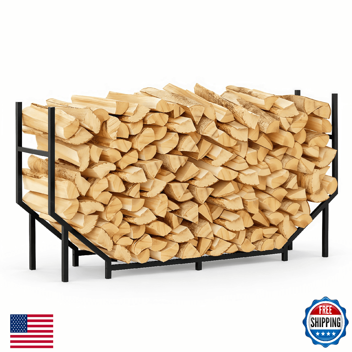 CADUKE 4.6ft Firewood Rack Indoor Outdoor Heavy Duty Metal Log Rack Wood Storage - Image 1