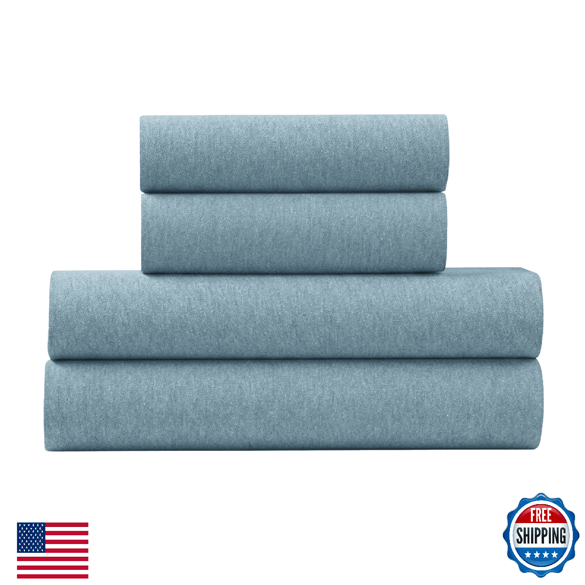 U.S. Polo Assn. All Season Cotton Jersey Sheet Set 4-Piece Full Cameo Blue Soft - Image 1