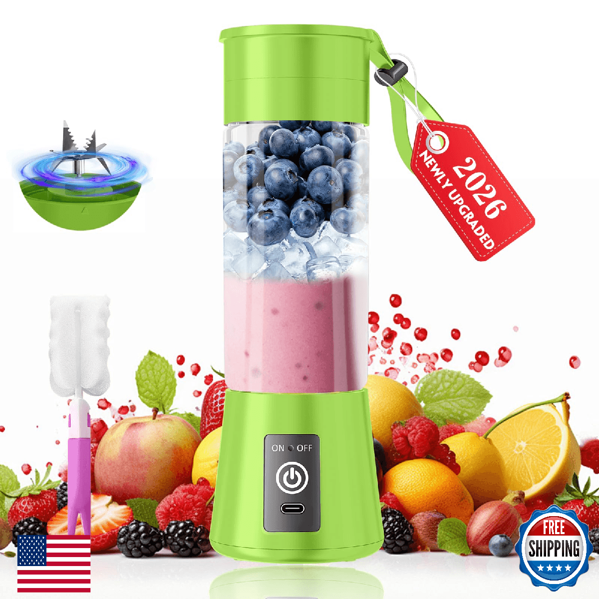 2026 Newly Upgraded Portable Smoothie Blender - Cordless Personal Blender Type-C - Image 1