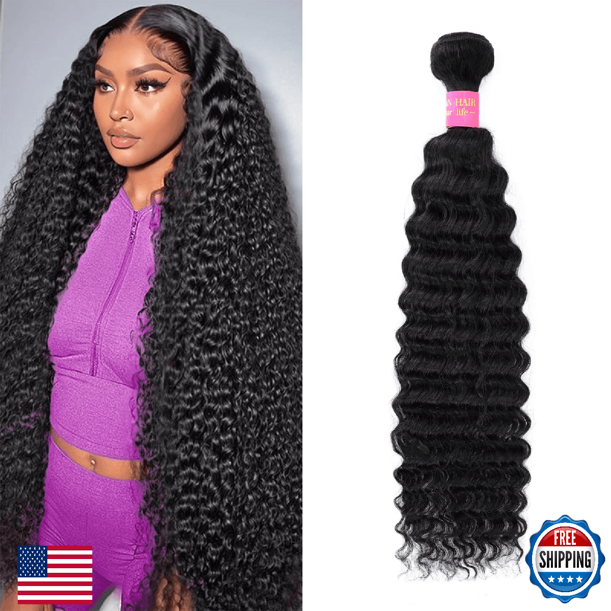 12A Human Hair Bundles 28 Inch Deep Wave Bundles Human Hair 100% Unprocessed Bra - Image 1