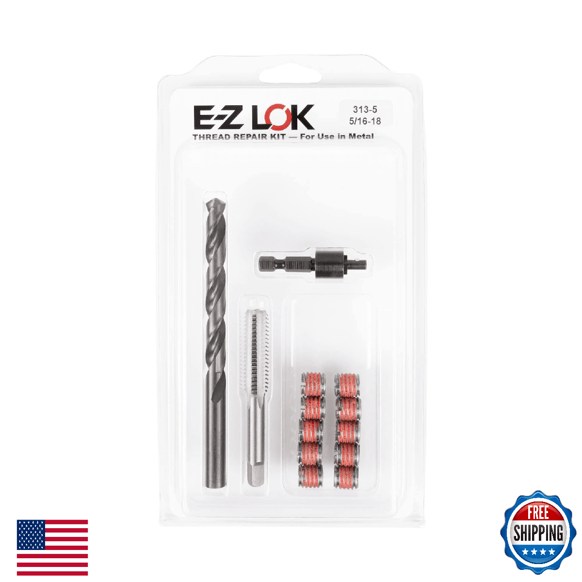 E-Z LOK Metal Thread Repair Kit Tool Stainless Steel Threaded Inserts 5/16-18 x - Image 1