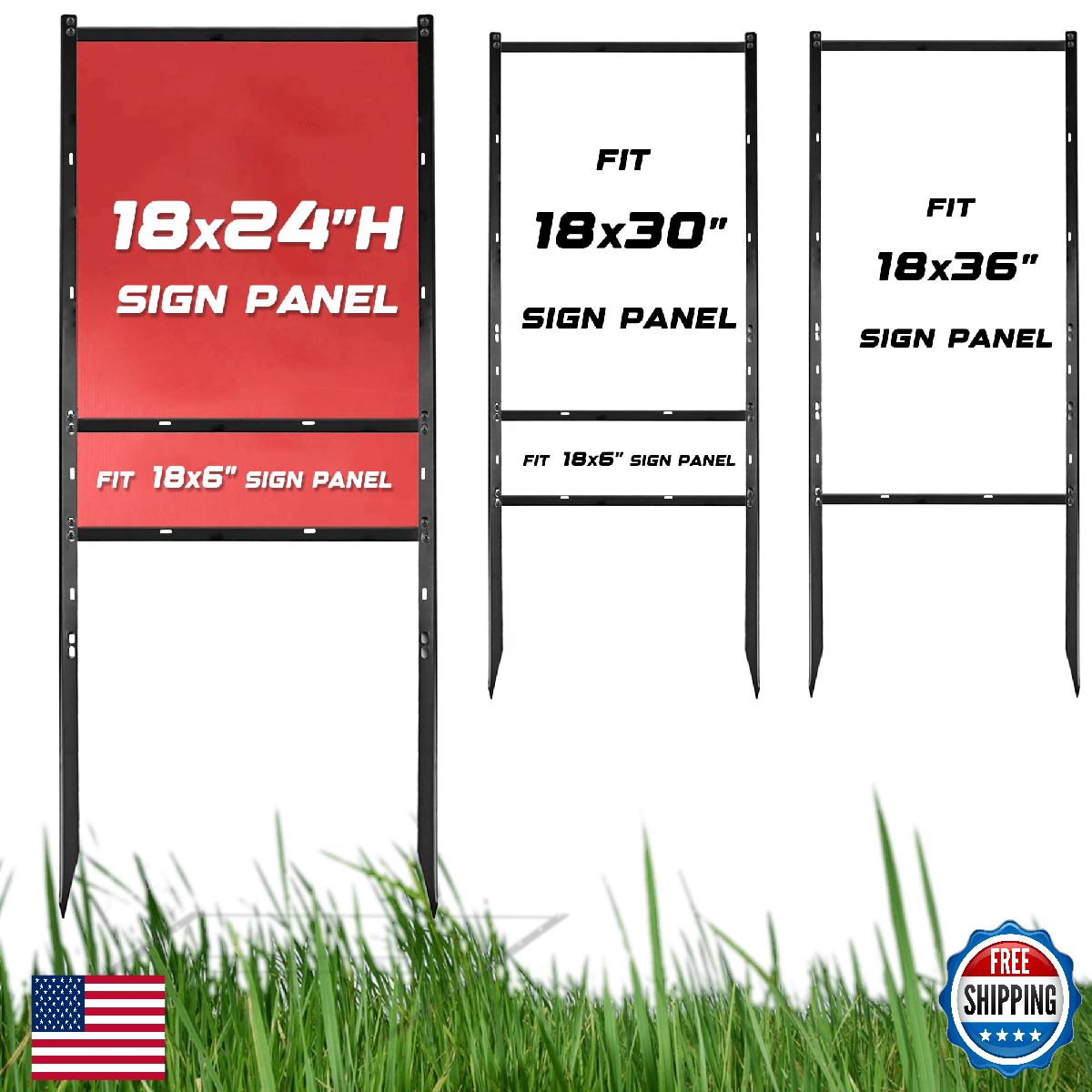 ICITYWALL 1 pack Yard Sign Metal H Frame, 18"W x 24/30/36"H Adjustable Size Sign - Image 1