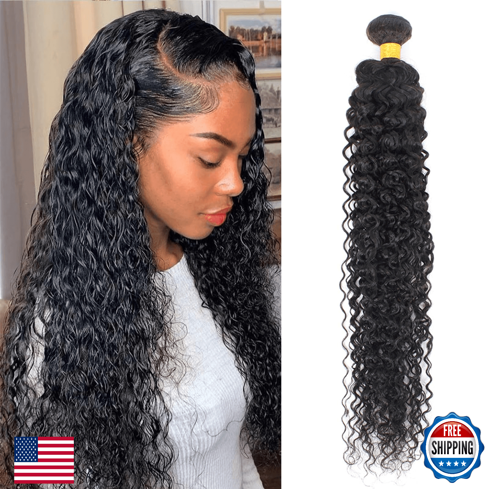 12A Water Wave Human Hair Bundles 18 Inch Full Thick Single 100% Unprocessed - Image 1