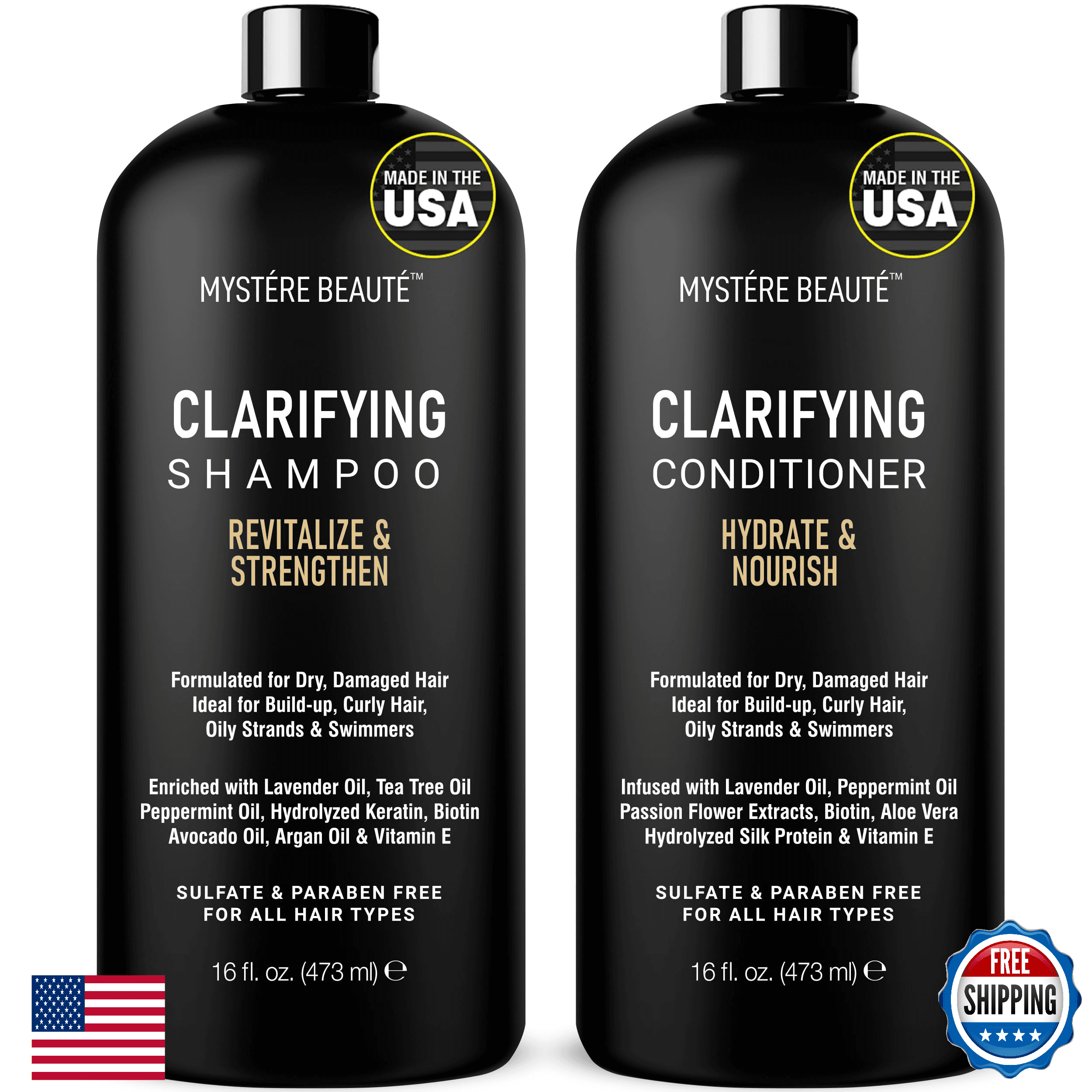 Clarifying Shampoo and Conditioner Set- Hydrating, Calming & Removes Buildup, Fo - Image 1
