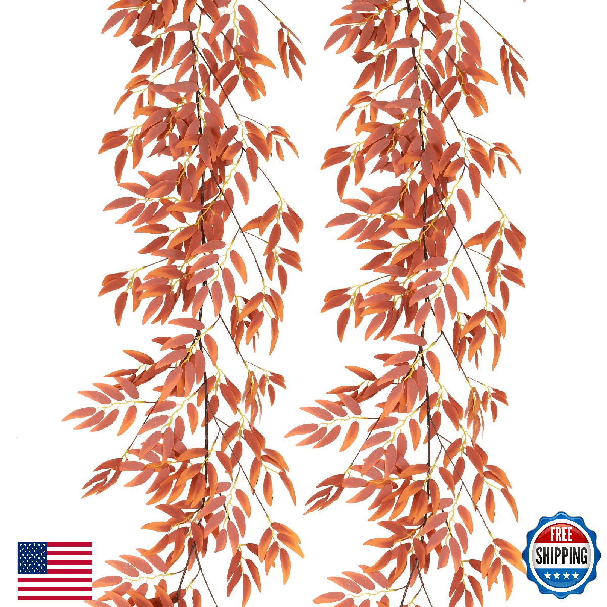 RECUTMS 2 Pcs 5.7Ft Artificial Fall Hanging Willow Leaves Vine Garland Fake - Image 1