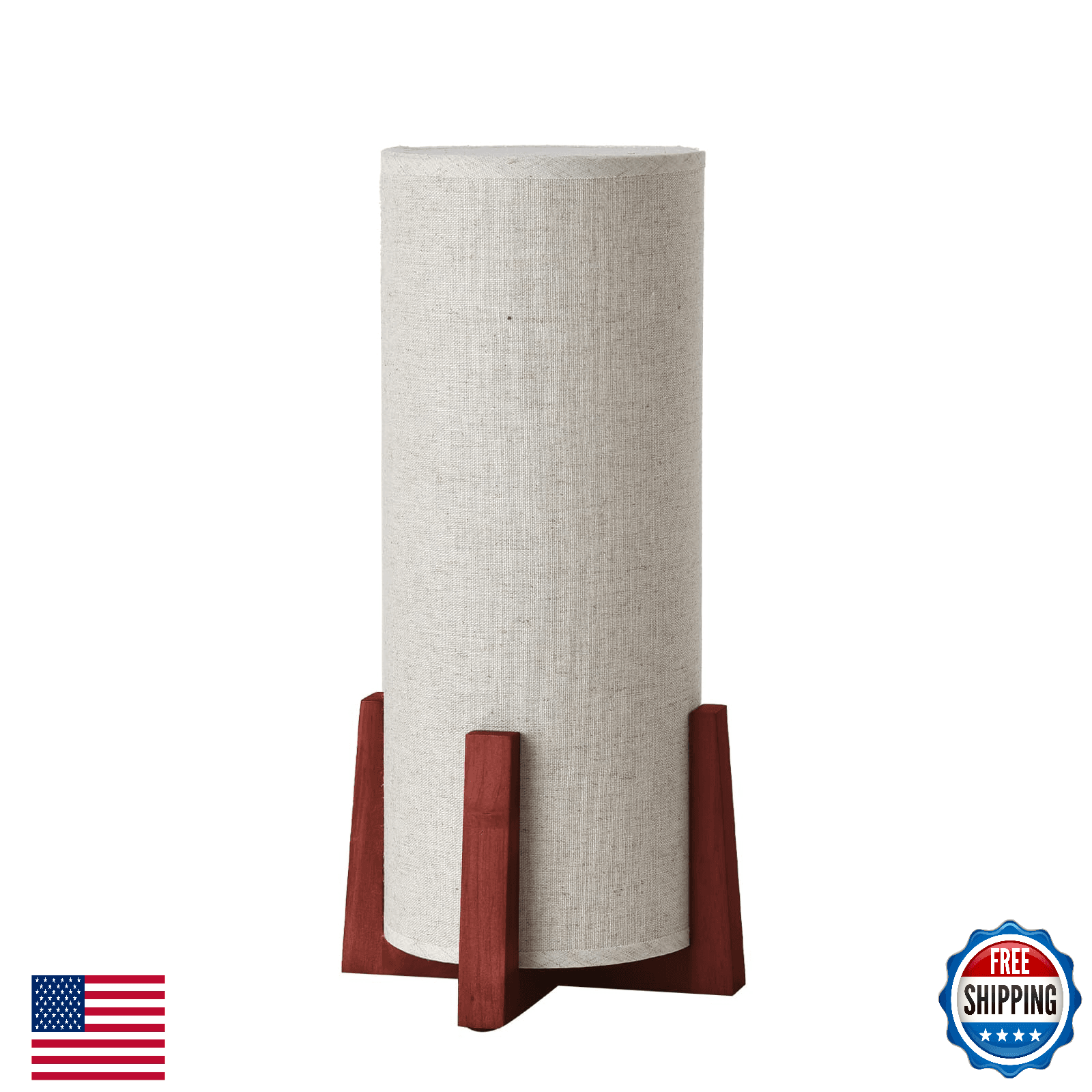 KUNJOULAM Modern Table Lamp w/ Linen Fabric Shade - Nightstand, Bedroom, Office - Image 1