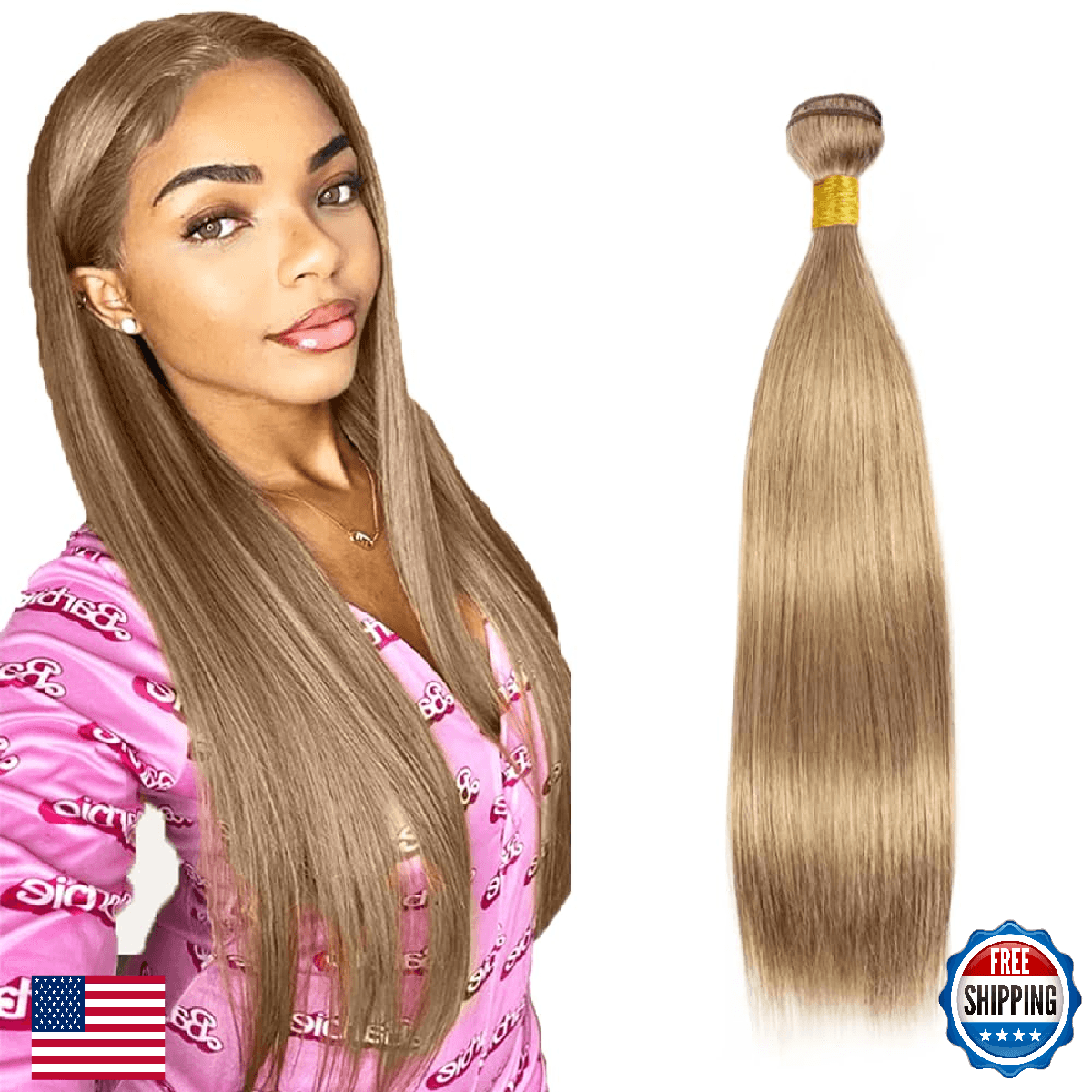 #22 Blonde Bundles Human Hair Straight Bundles 32 Inch Human Hair Weave 1 Bundle - Image 1