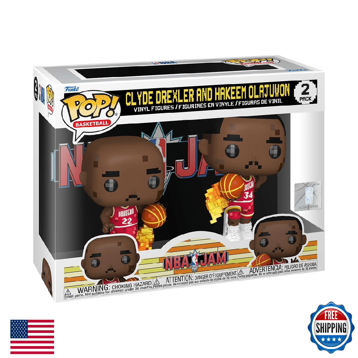 Funko Pop! NBA JAM: Rockets - Clyde Drexler & Hakeem Olajuwon 2-Pack - Image 1