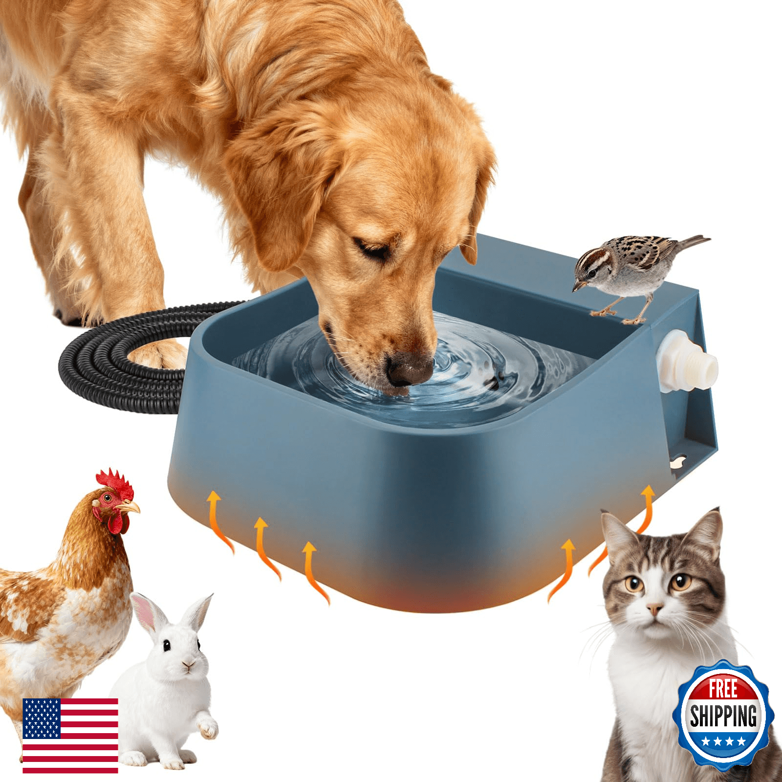 Automatic Heated Water Bowl for Dogs Cats, Self-Filling Water Heated Dog Bowl in - Image 1
