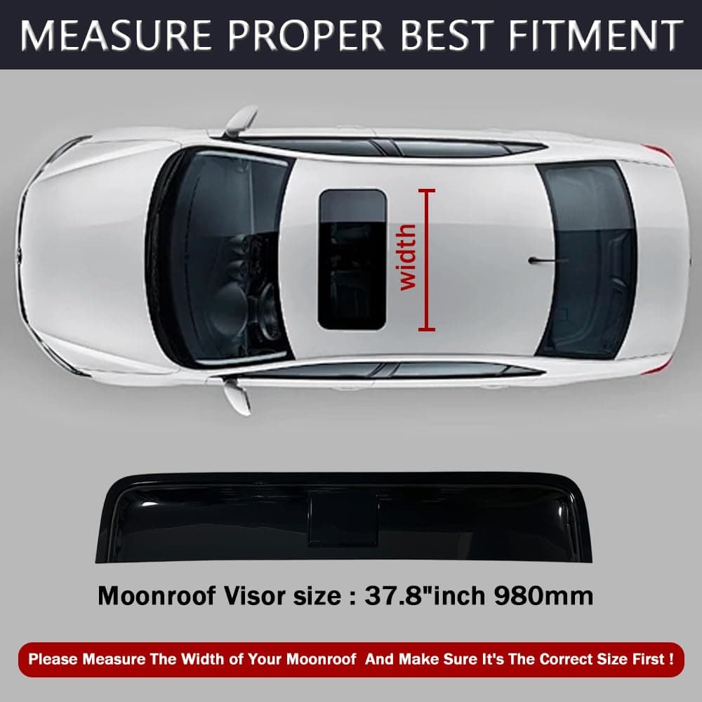 37.8" 980mm Sunroof Wind Deflector Rain Guard Universal Tinted Moonroof Visor - Thumbnail 2