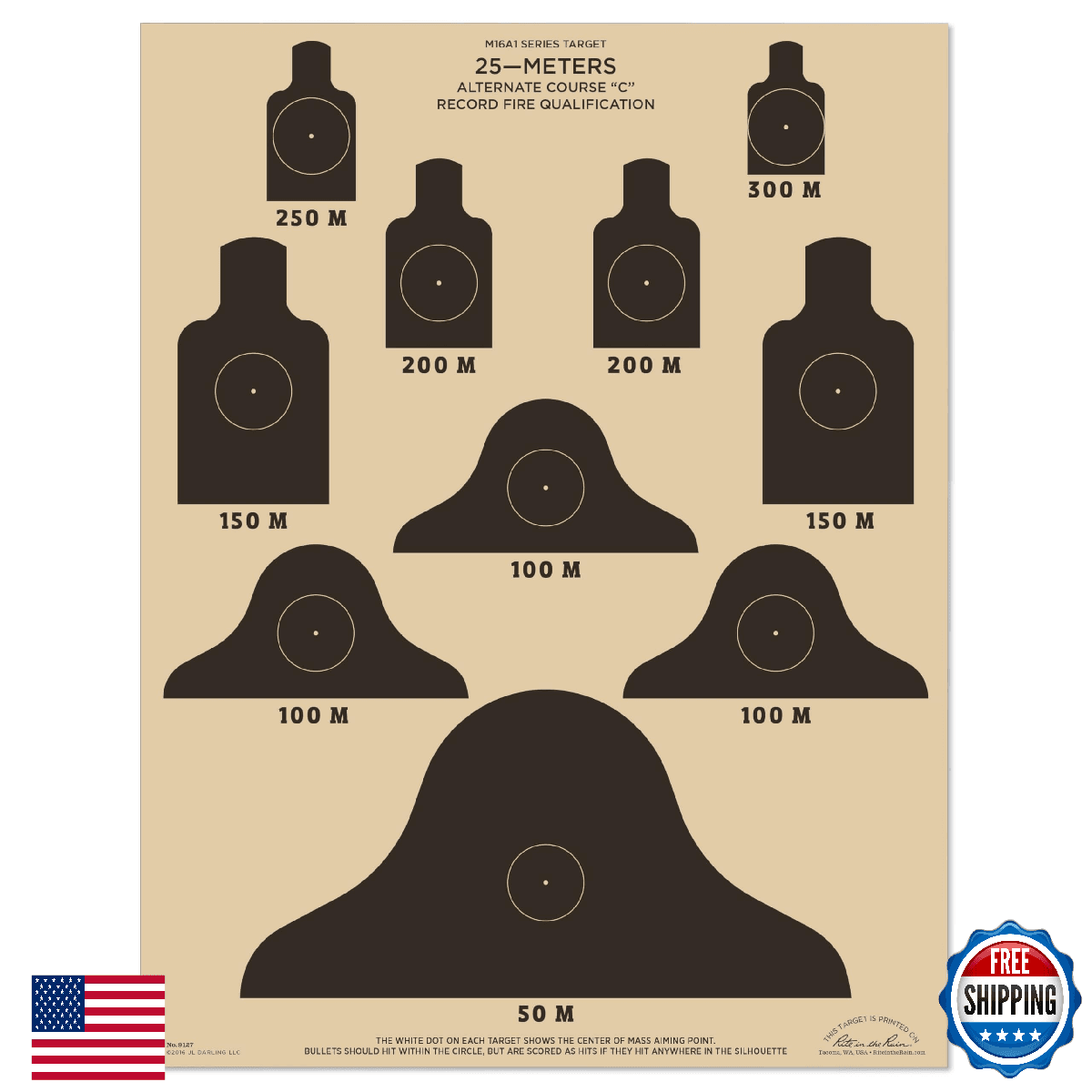 Rite in the Rain Weatherproof 25m Alt C Targets M16A1 17x22 Tan 10-Pack - Image 1